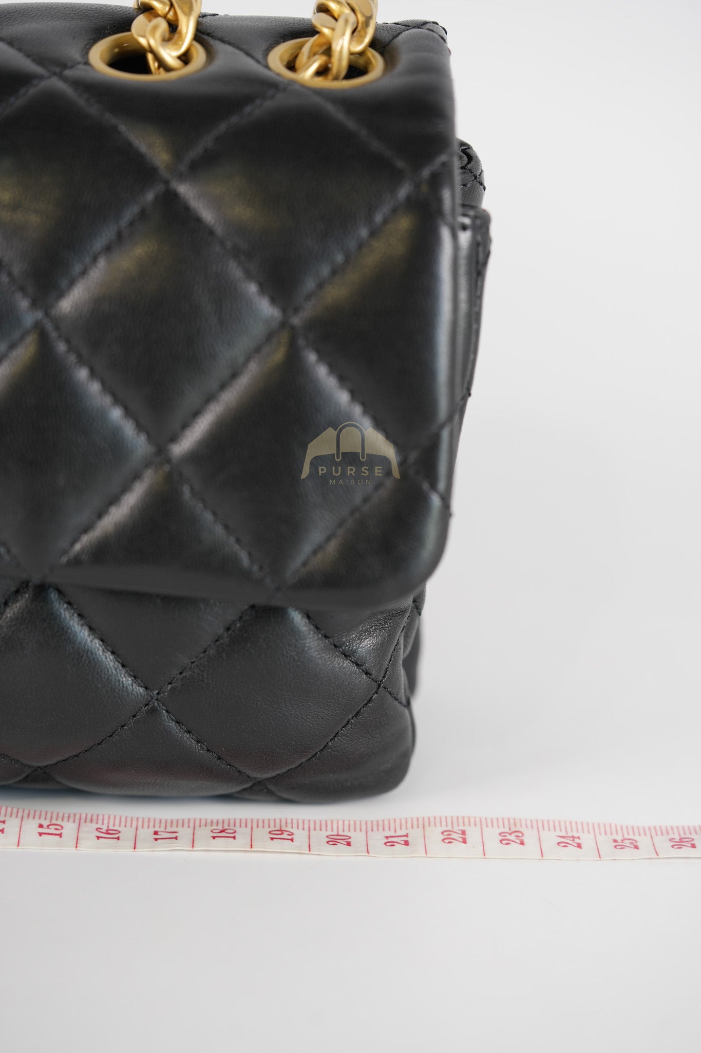 22K Flap Bag Small in Black Lambskin Leather & Gold Hardware Microchip | Purse Maison Luxury Bags Shop