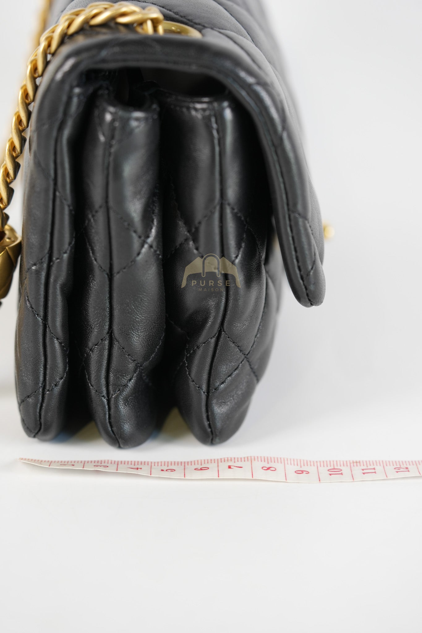 22K Flap Bag Small in Black Lambskin Leather & Gold Hardware Microchip | Purse Maison Luxury Bags Shop