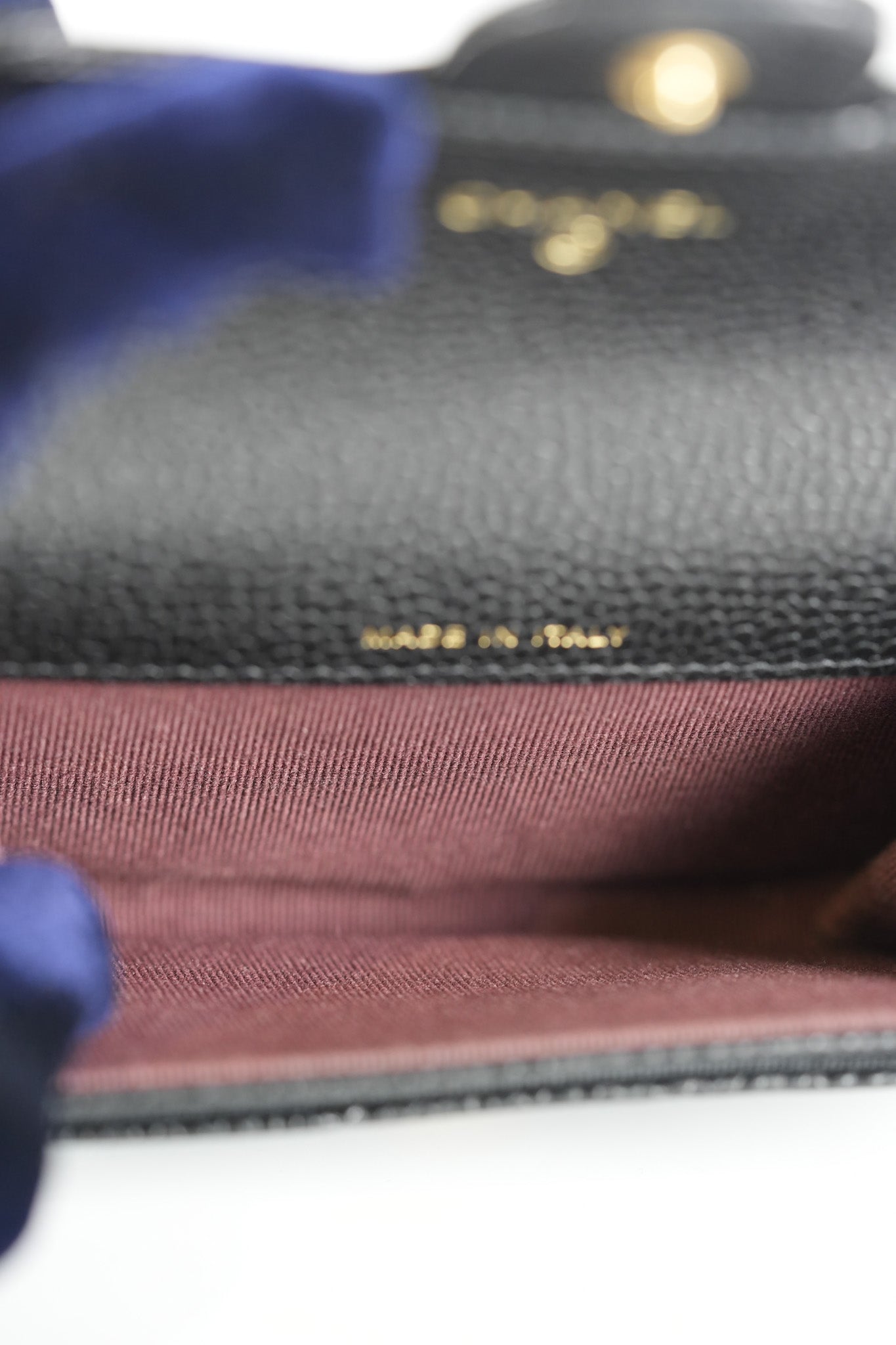 Flap Card Holder in Black Caviar Leather and Gold Hardware (Microchip) | Purse Maison Luxury Bags Shop