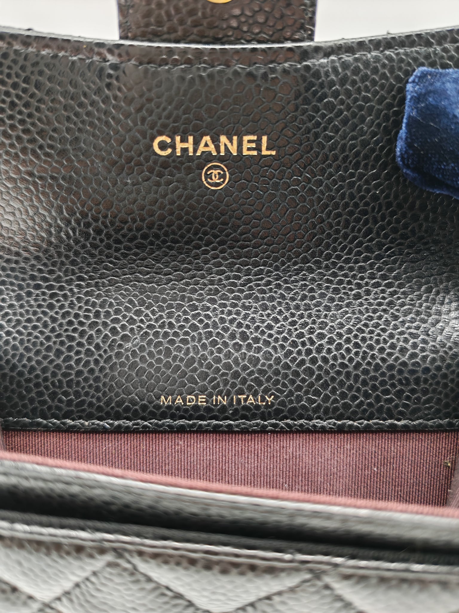 Flap Card Holder in Black Caviar Leather and Gold Hardware Series 27 | Purse Maison Luxury Bags Shop