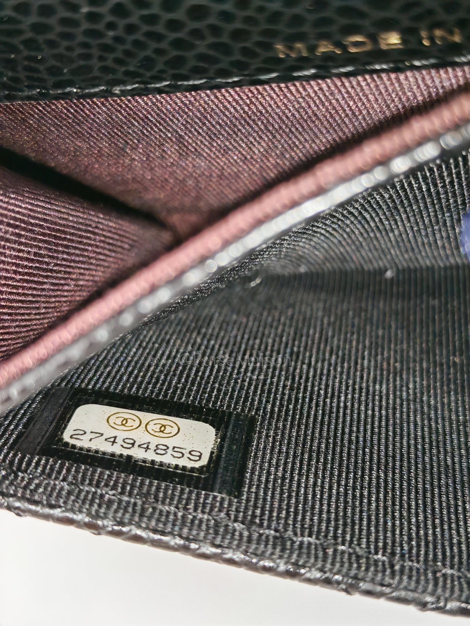Flap Card Holder in Black Caviar Leather and Gold Hardware Series 27 | Purse Maison Luxury Bags Shop
