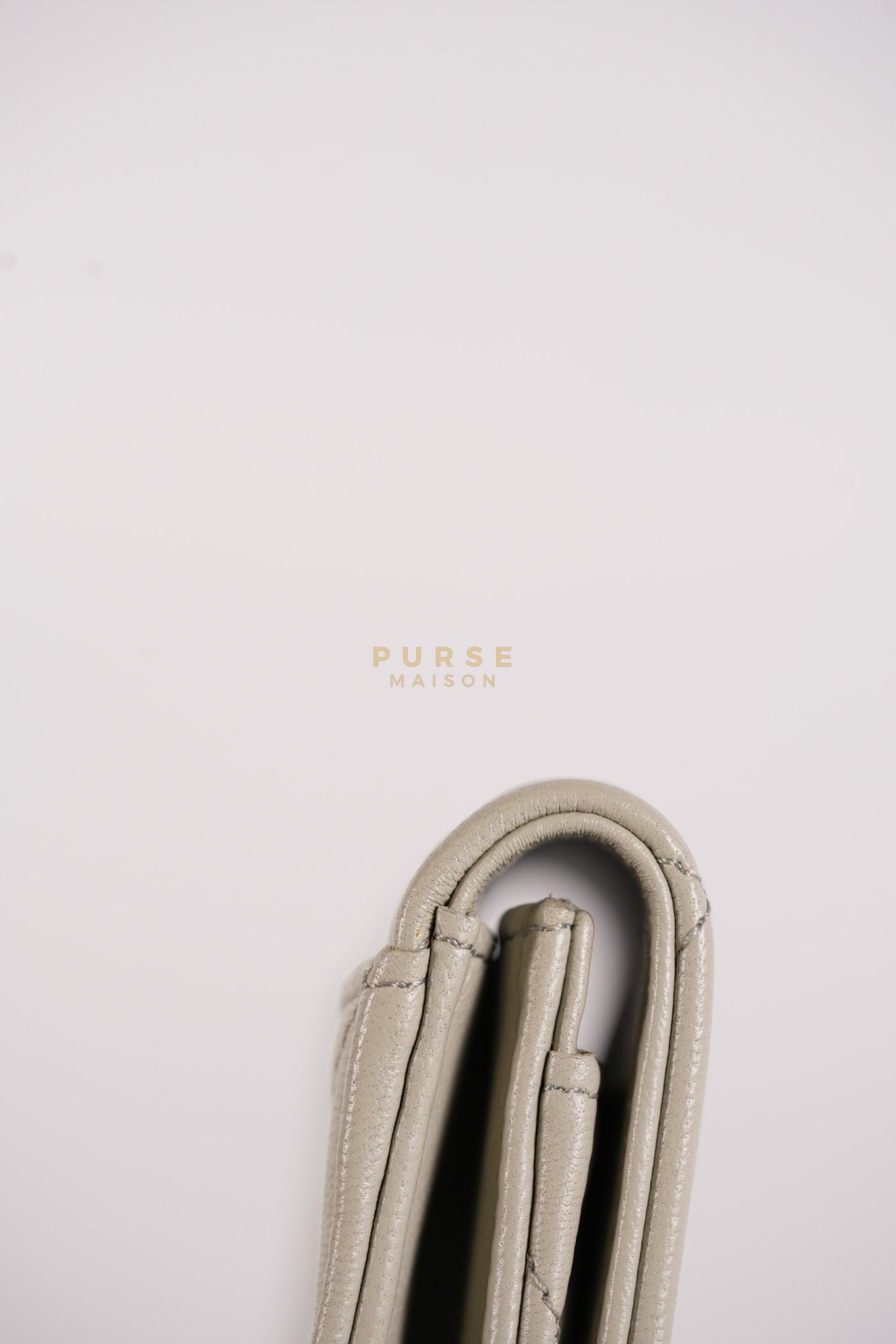 Flap Card Holder in Gray Lambskin Leather and Light Gold Hardware Series 31 | Purse Maison Luxury Bags Shop