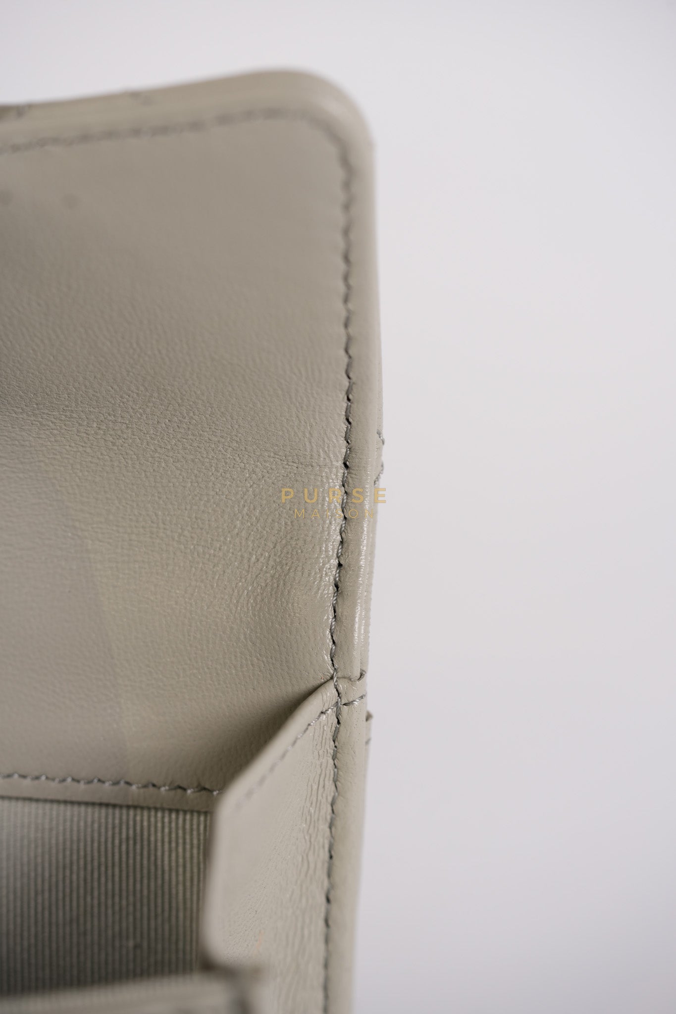 Flap Card Holder in Gray Lambskin Leather and Light Gold Hardware Series 31 | Purse Maison Luxury Bags Shop