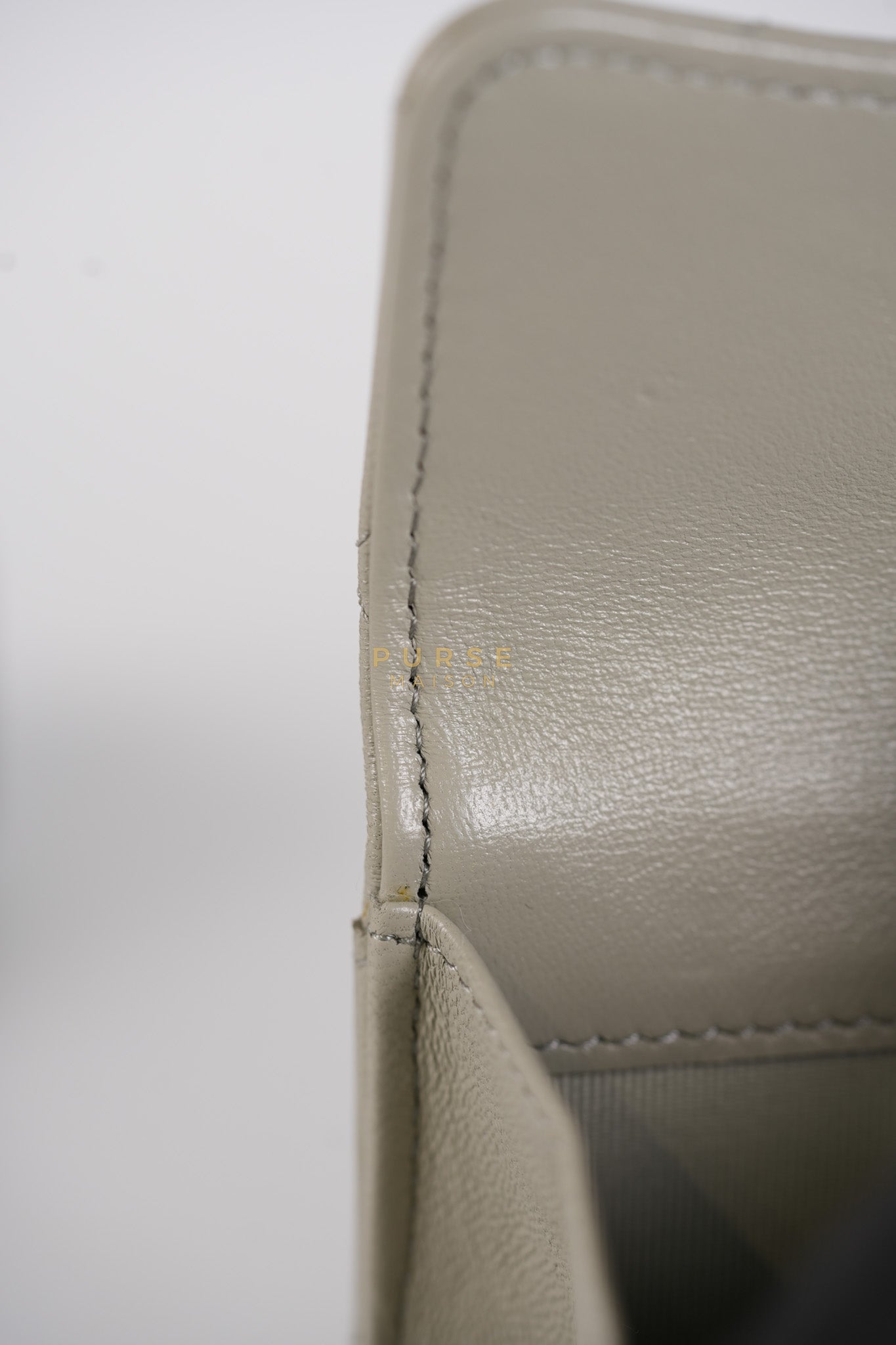 Flap Card Holder in Gray Lambskin Leather and Light Gold Hardware Series 31 | Purse Maison Luxury Bags Shop