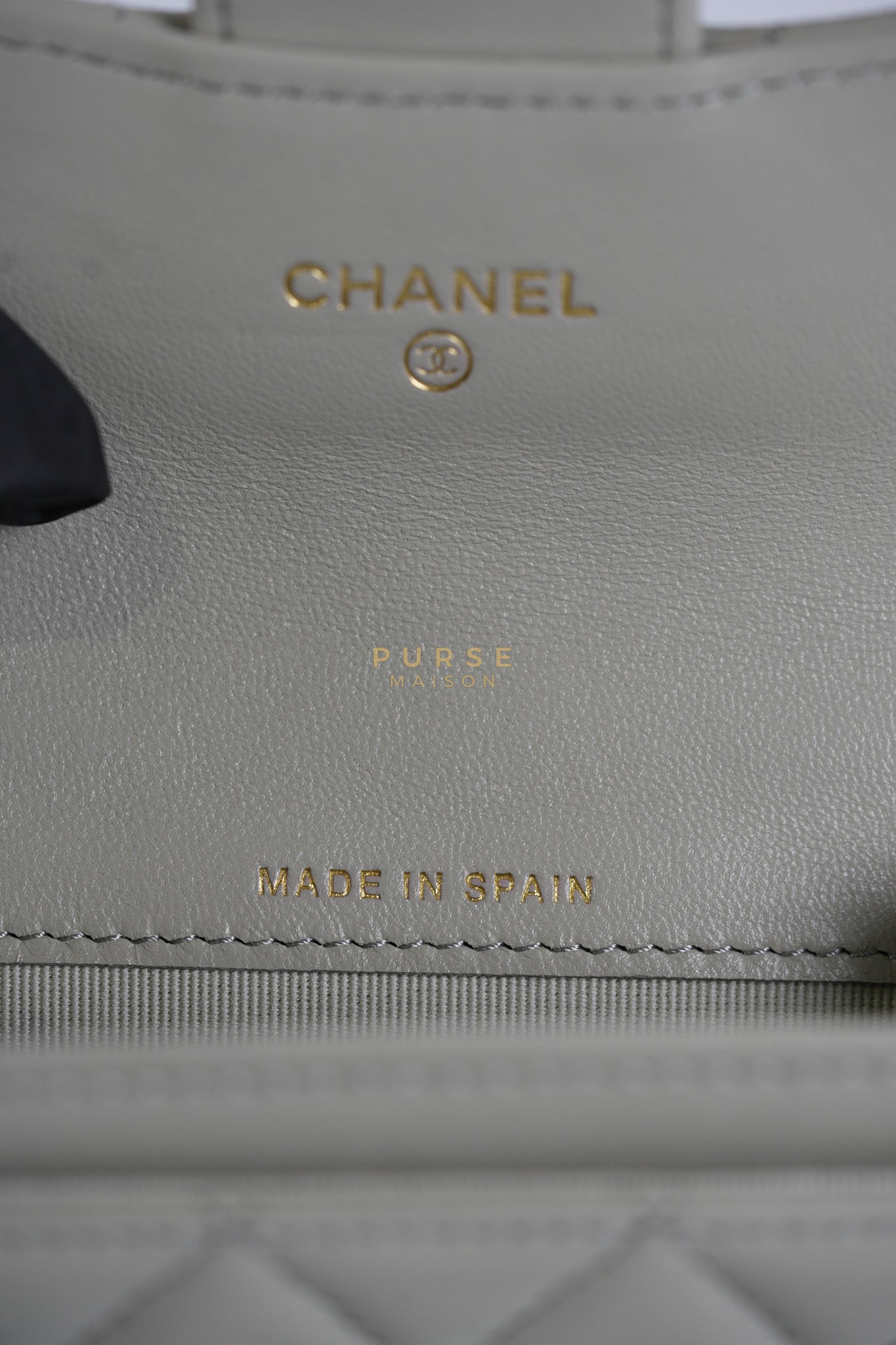 Flap Card Holder in Gray Lambskin Leather and Light Gold Hardware Series 31 | Purse Maison Luxury Bags Shop