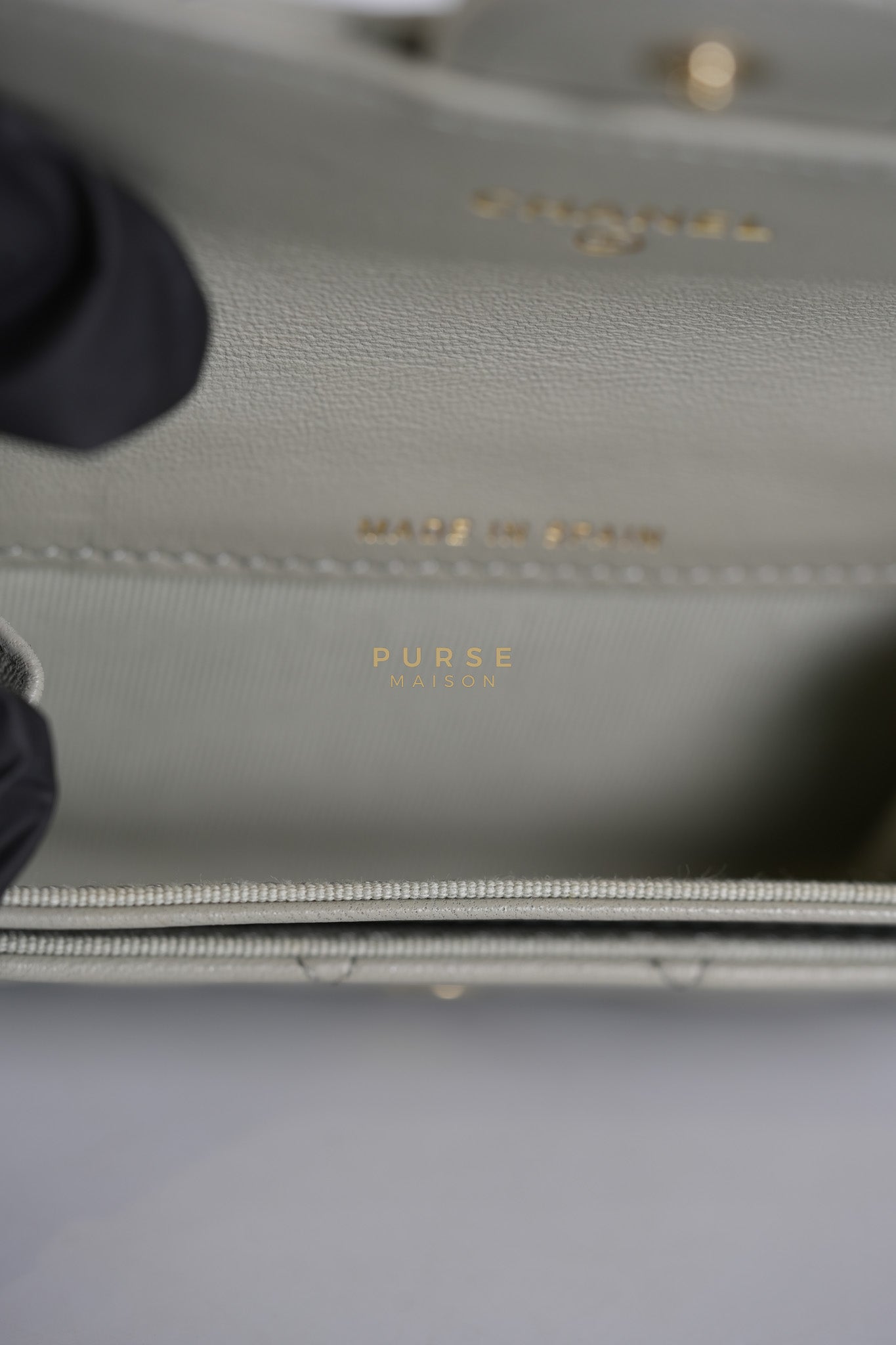 Flap Card Holder in Gray Lambskin Leather and Light Gold Hardware Series 31 | Purse Maison Luxury Bags Shop