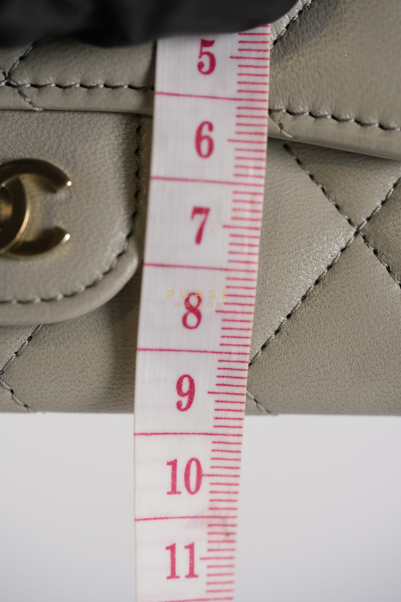 Flap Card Holder in Gray Lambskin Leather and Light Gold Hardware Series 31 | Purse Maison Luxury Bags Shop