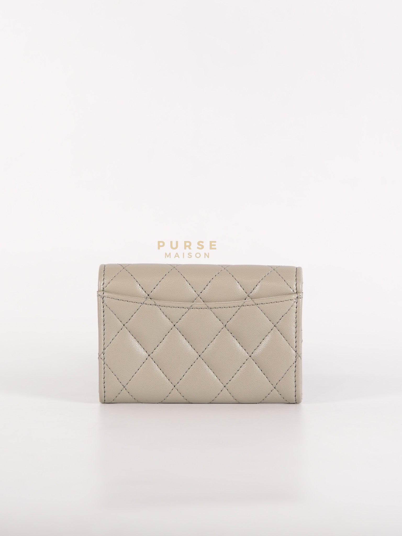Flap Card Holder in Gray Lambskin Leather and Light Gold Hardware Series 31 | Purse Maison Luxury Bags Shop