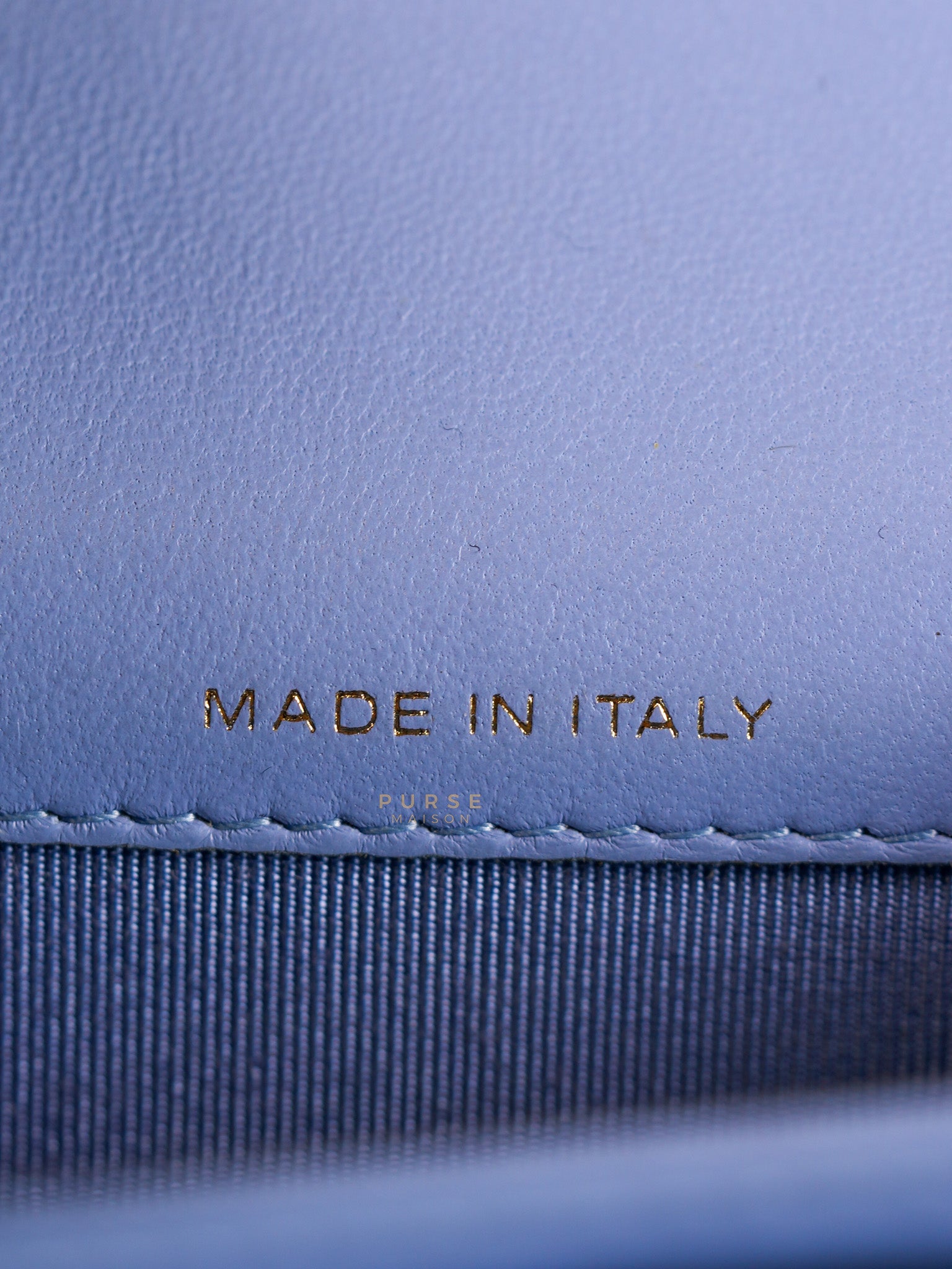 Flap Card Holder Wallet in Light Blue Quilted Lambskin Leather Gold Hardware Series 30 | Purse Maison Luxury Bags Shop