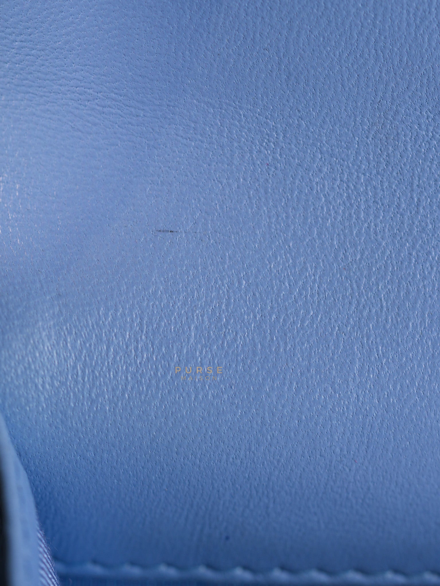 Flap Card Holder Wallet in Light Blue Quilted Lambskin Leather Gold Hardware Series 30 | Purse Maison Luxury Bags Shop