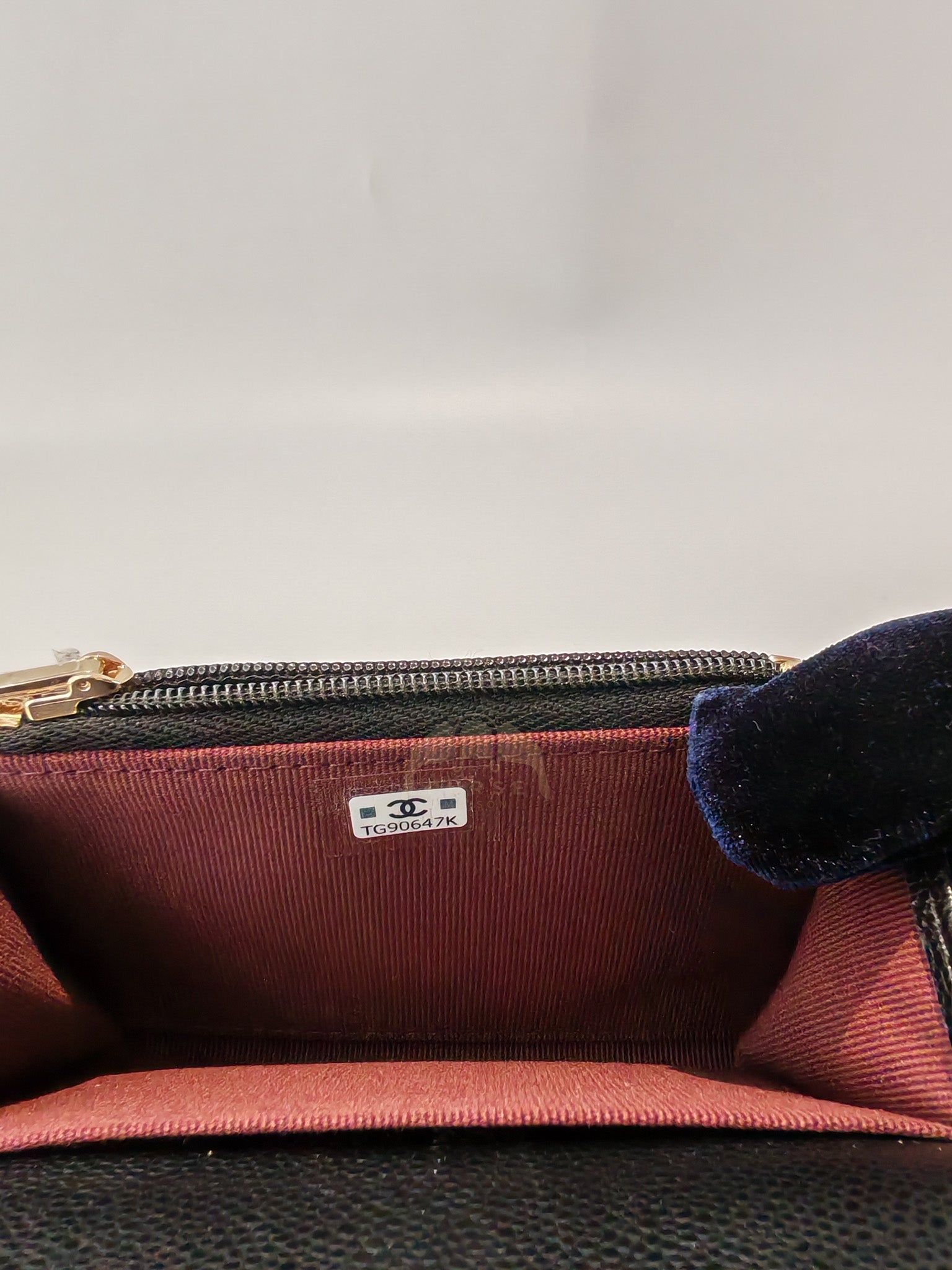 Flap Card Holder with Zipper in Black Caviar Leather and Light Gold Hardware (TG***7K) | Purse Maison Luxury Bags Shop