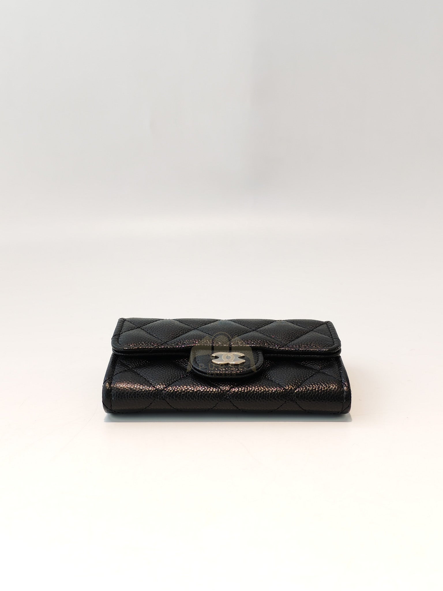 Flap Card Holder with Zipper in Black Caviar Leather and Light Gold Hardware (TG***7K) | Purse Maison Luxury Bags Shop