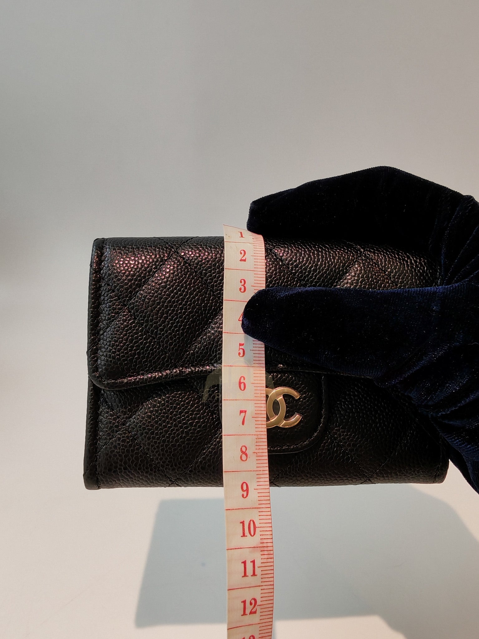 Flap Card Holder with Zipper in Black Caviar Leather & Gold Hardware Microchip(L1****70) | Purse Maison Luxury Bags Shop