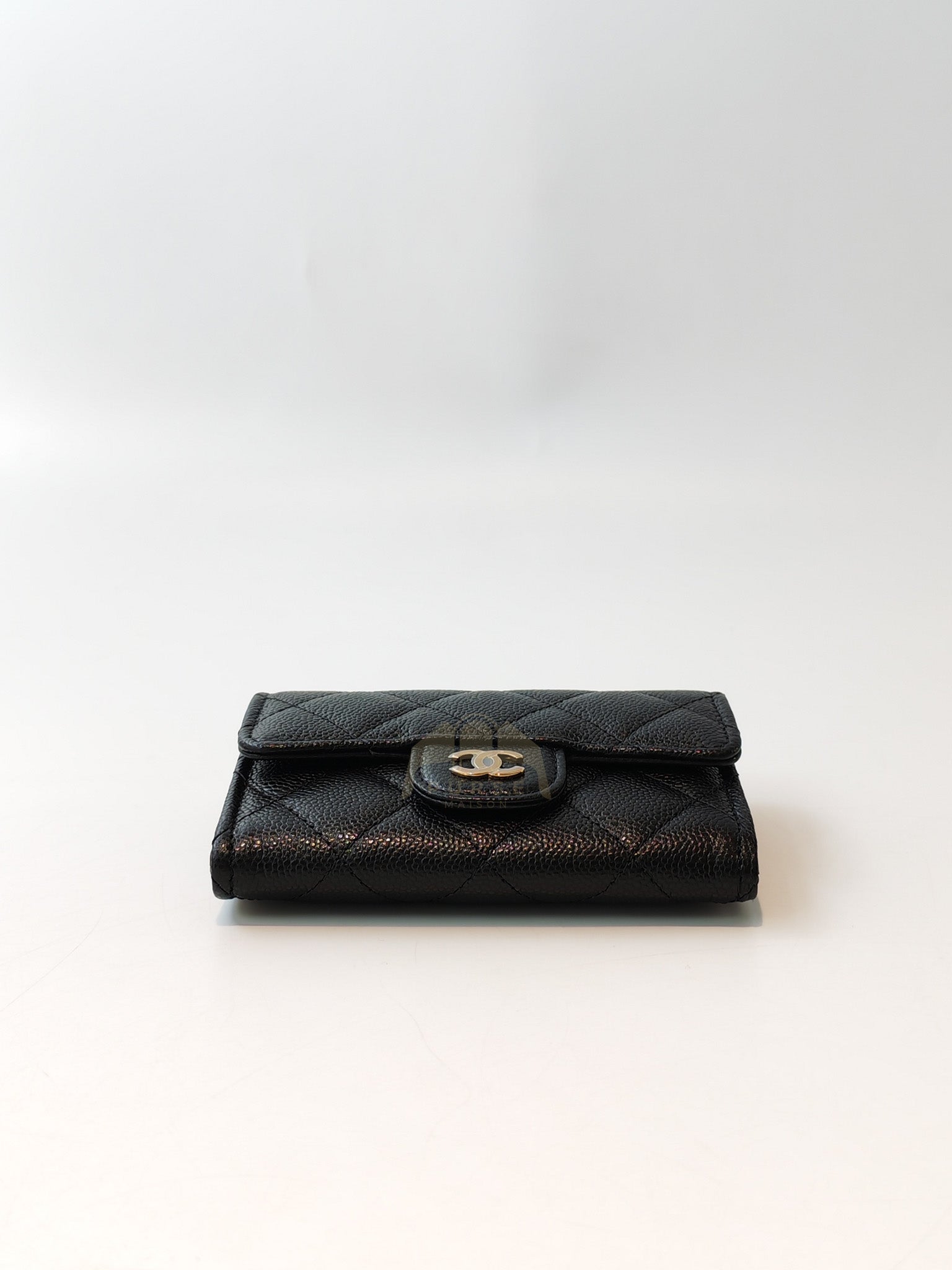 Flap Card Holder with Zipper in Black Caviar Leather & Gold Hardware Microchip(L1****70) | Purse Maison Luxury Bags Shop