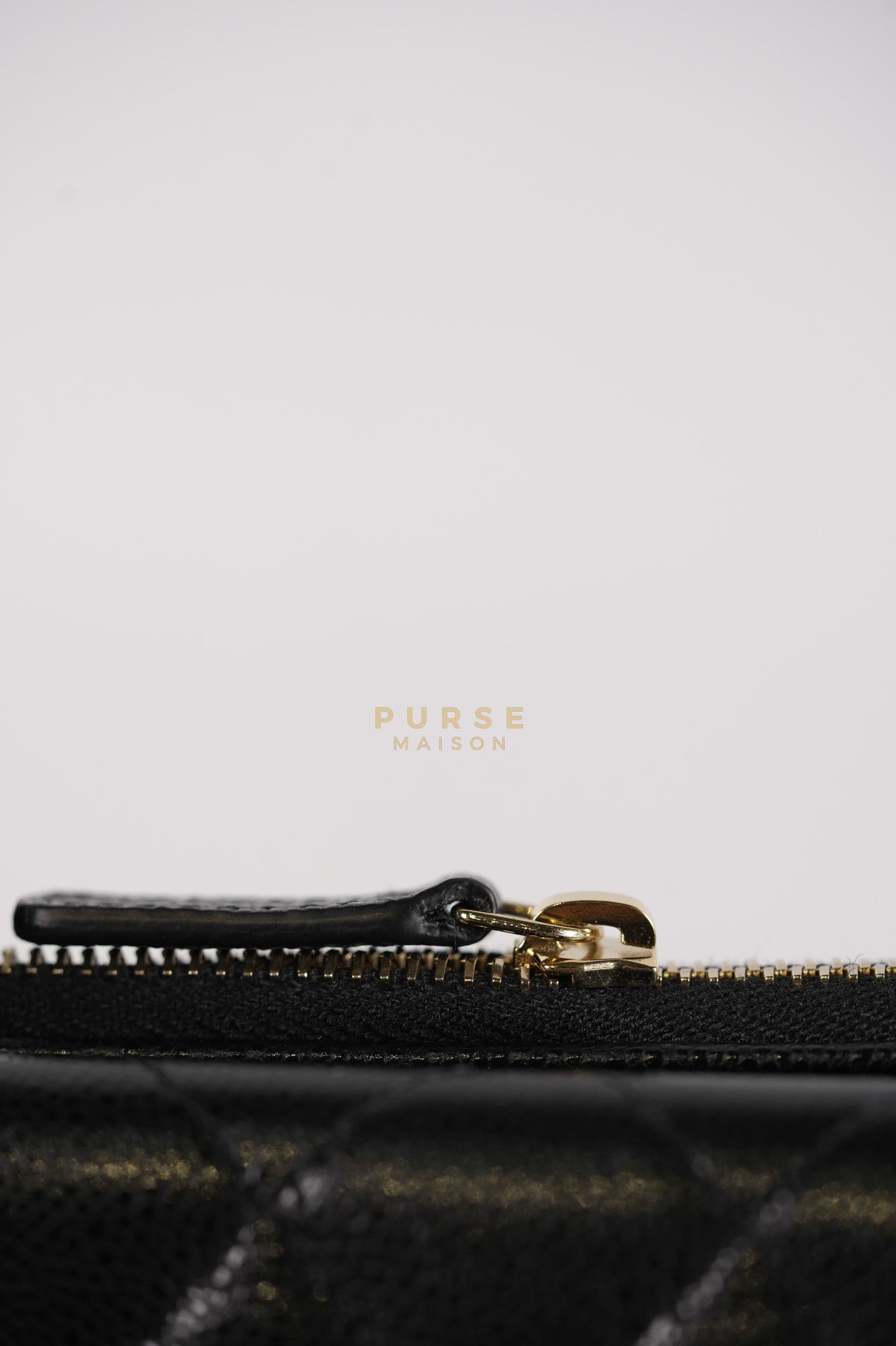 Flap Phone Holder in Black Caviar Leather Light Gold Hardware (Microchip) | Purse Maison Luxury Bags Shop