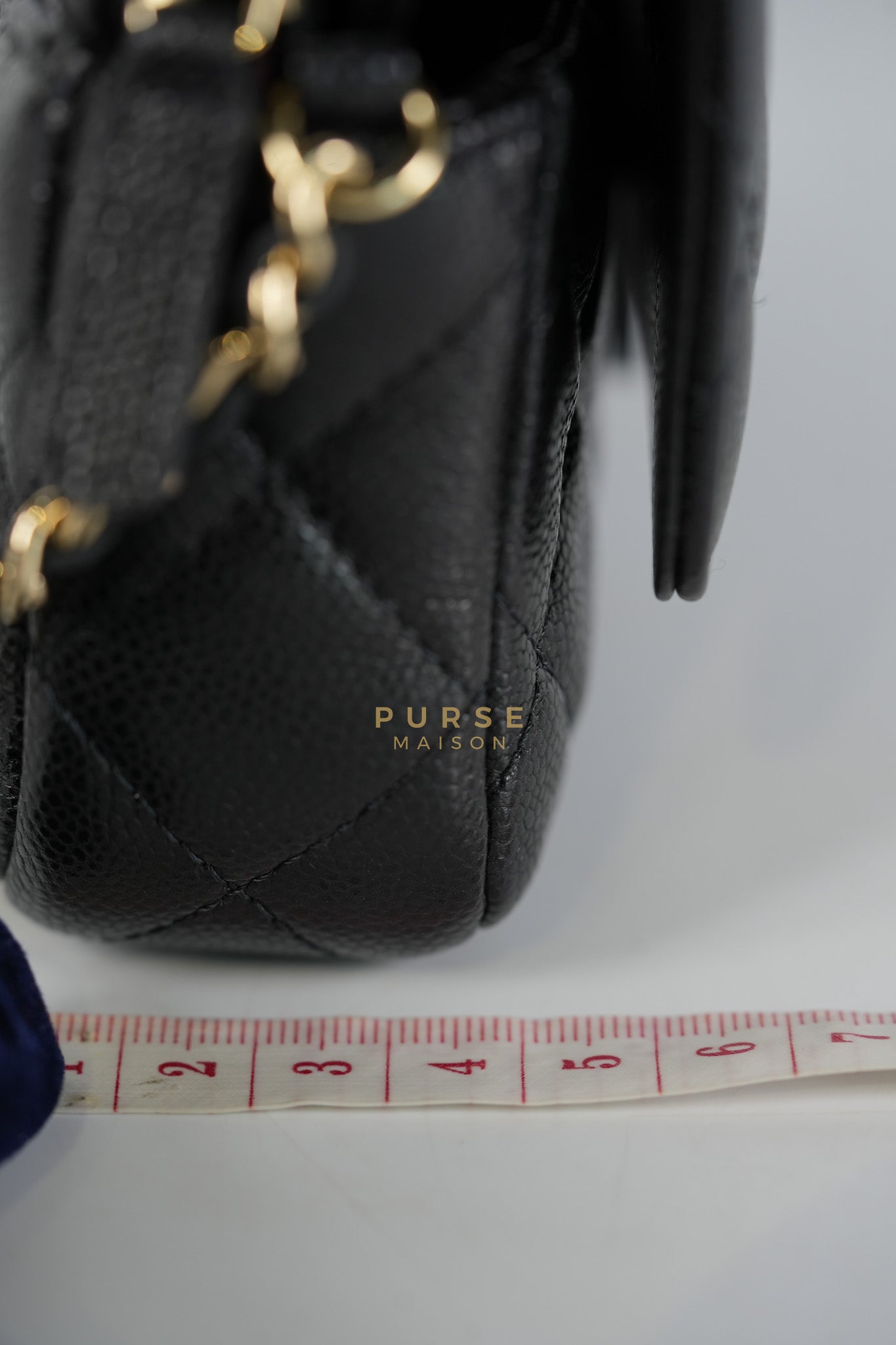 Flap Phone Holder in Black Caviar Leather Light Gold Hardware (Microchip) | Purse Maison Luxury Bags Shop