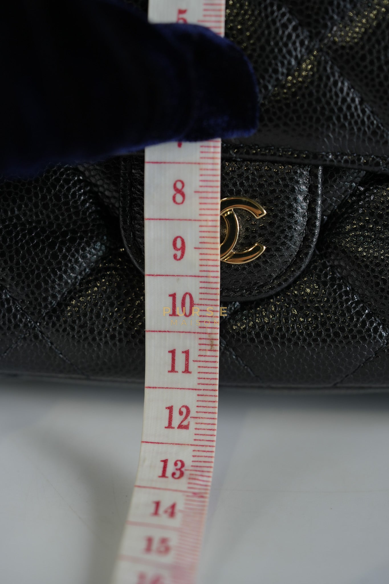 Flap Phone Holder in Black Caviar Leather Light Gold Hardware (Microchip) | Purse Maison Luxury Bags Shop