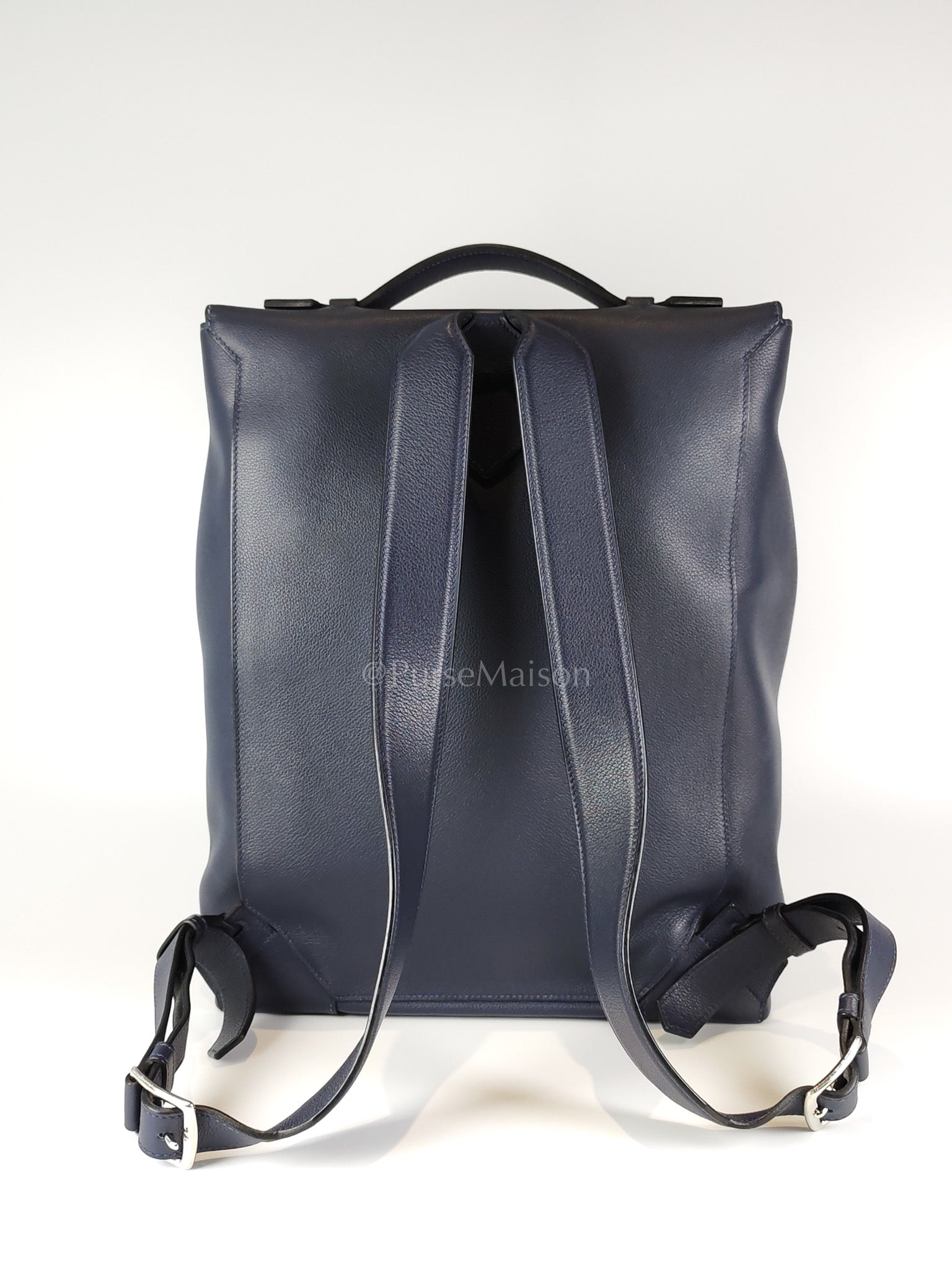 Flash Backpack Blue Nuit in Evercolor Leather and Palladium Hardware Stamp D (2019) | Purse Maison Luxury Bags Shop