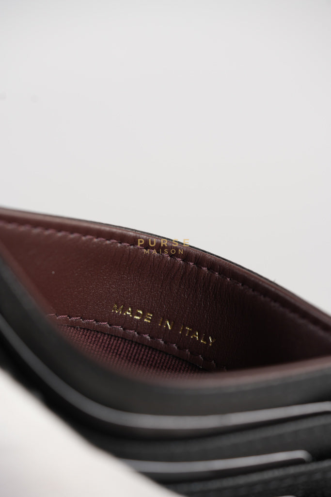 Flat Card Holder in Black Caviar Leather & Light Gold Hardware (Microchip) | Purse Maison Luxury Bags Shop