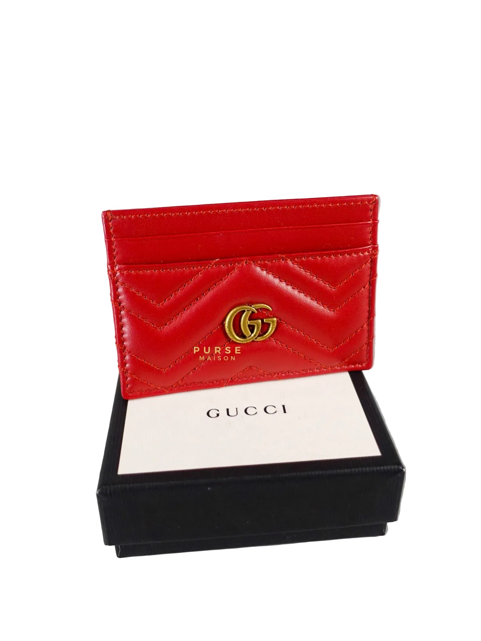 Flat Cardholder in Red Leather | Purse Maison Luxury Bags Shop