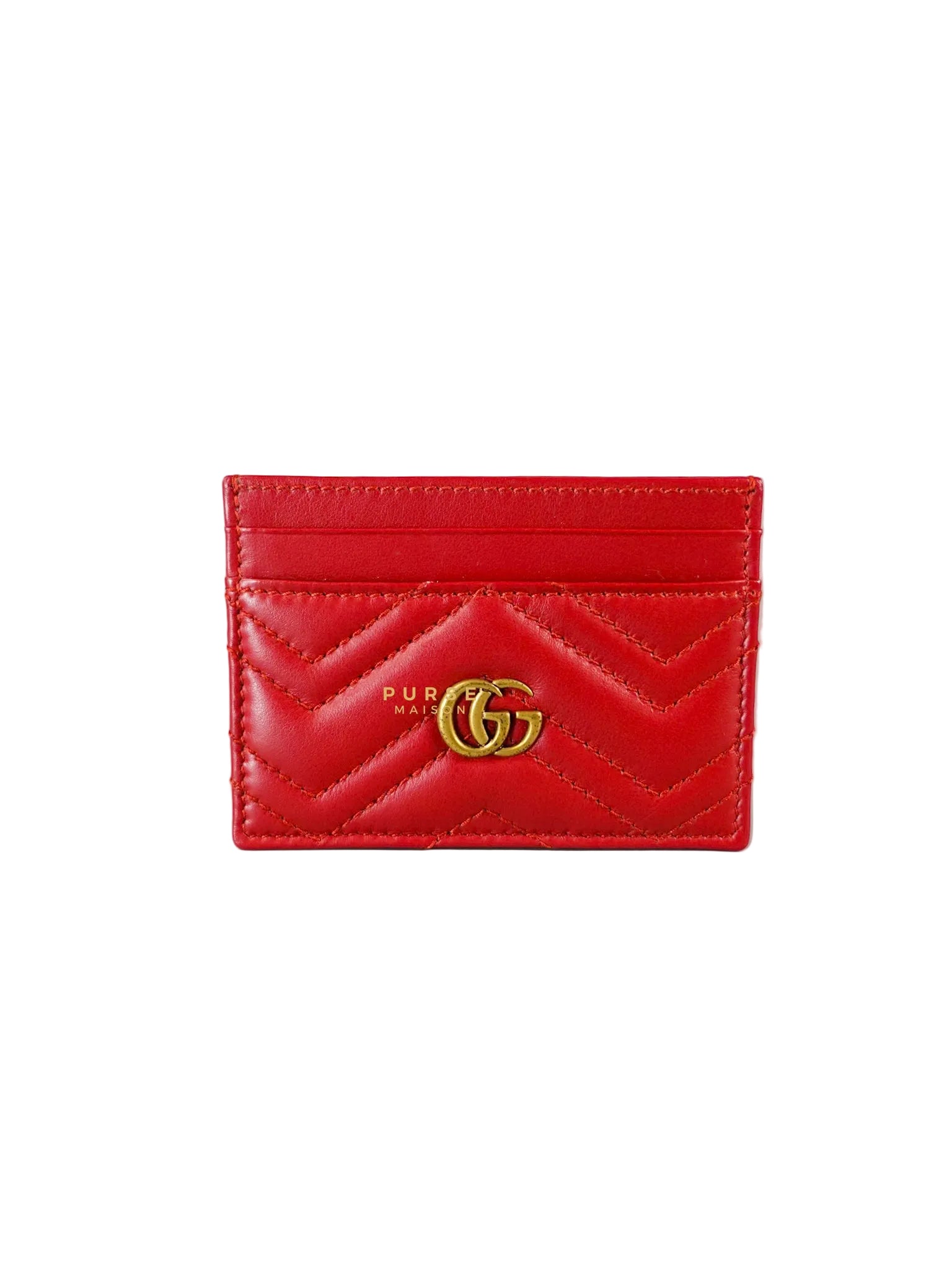Flat Cardholder in Red Leather | Purse Maison Luxury Bags Shop
