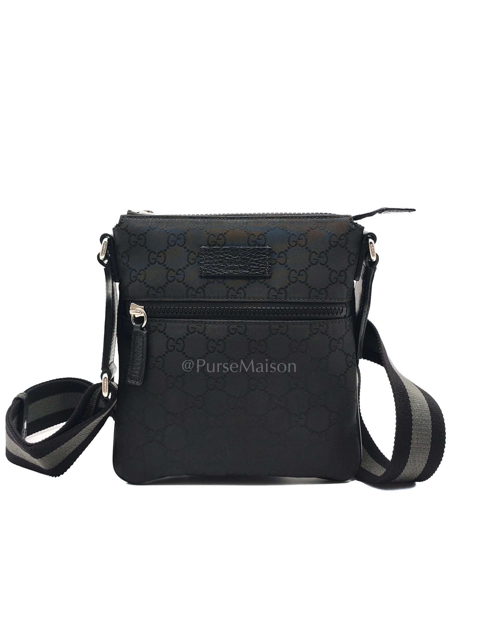 Flat Messenger Bag Mini in Black GG Nylon Monogram | Purse Maison Luxury Bags Shop