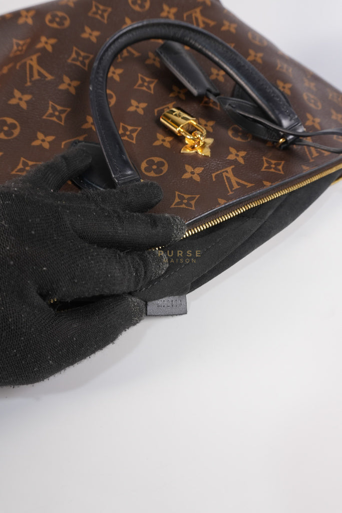 Flower Zip Tote MM Monogram Canvas and Black Leather Trim (Date Code: MI2119) | Purse Maison Luxury Bags Shop