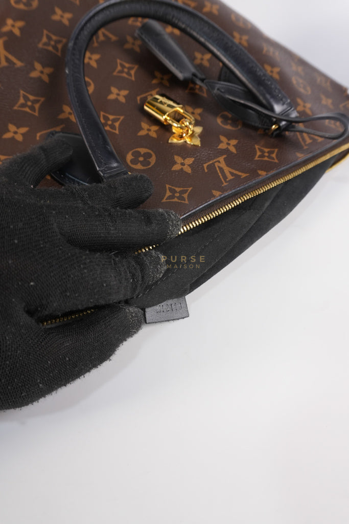 Flower Zip Tote MM Monogram Canvas and Black Leather Trim (Date Code: MI2119) | Purse Maison Luxury Bags Shop