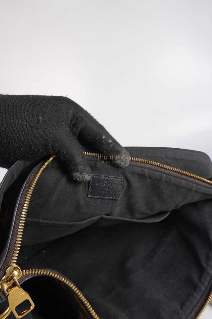 Flower Zip Tote MM Monogram Canvas and Black Leather Trim (Date Code: MI2119) | Purse Maison Luxury Bags Shop