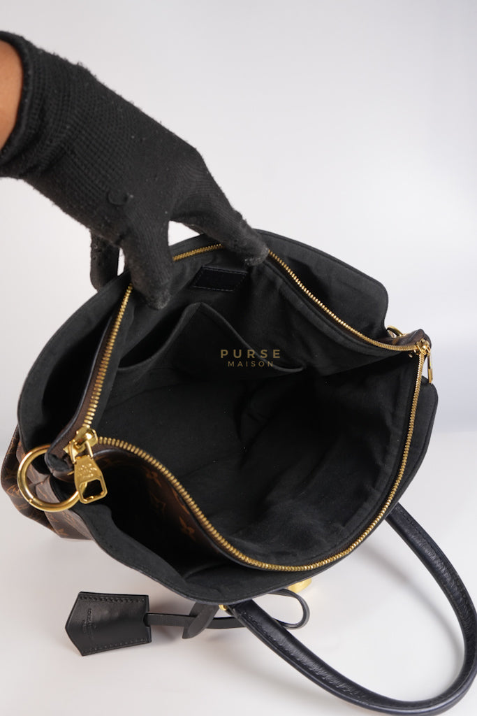 Flower Zip Tote MM Monogram Canvas and Black Leather Trim (Date Code: MI2119) | Purse Maison Luxury Bags Shop