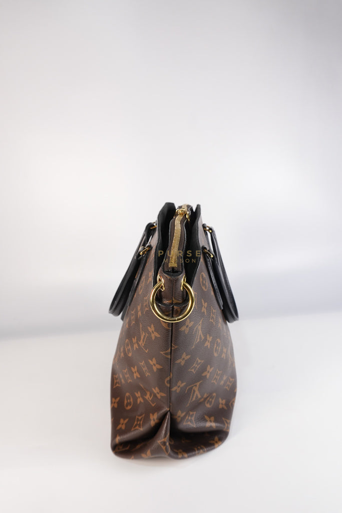 Flower Zip Tote MM Monogram Canvas and Black Leather Trim (Date Code: MI2119) | Purse Maison Luxury Bags Shop