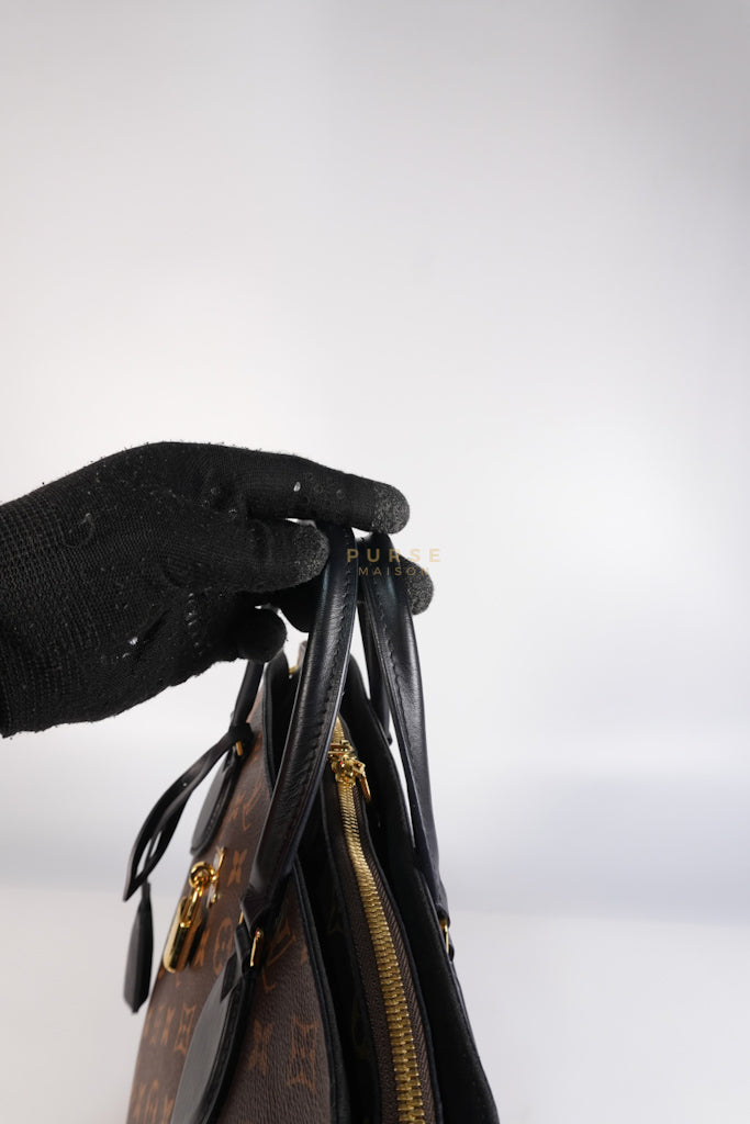 Flower Zip Tote MM Monogram Canvas and Black Leather Trim (Date Code: MI2119) | Purse Maison Luxury Bags Shop