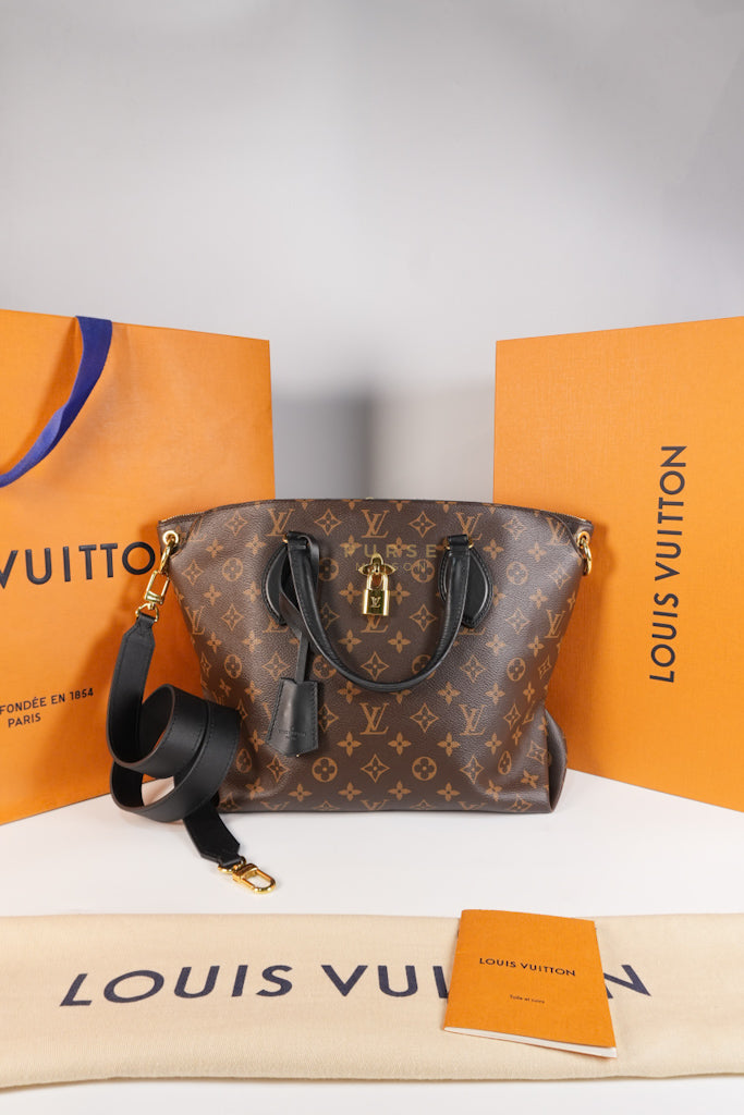 Flower Zip Tote MM Monogram Canvas and Black Leather Trim (Date Code: MI2119) | Purse Maison Luxury Bags Shop