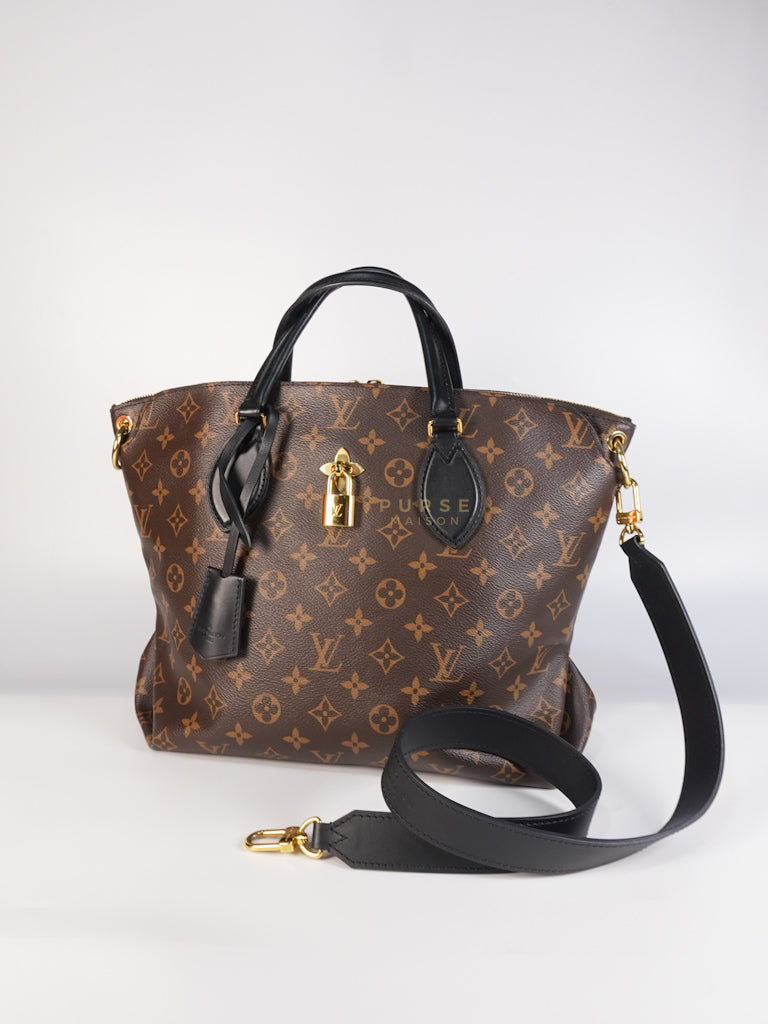 Flower Zip Tote MM Monogram Canvas and Black Leather Trim (Date Code: MI2119) | Purse Maison Luxury Bags Shop