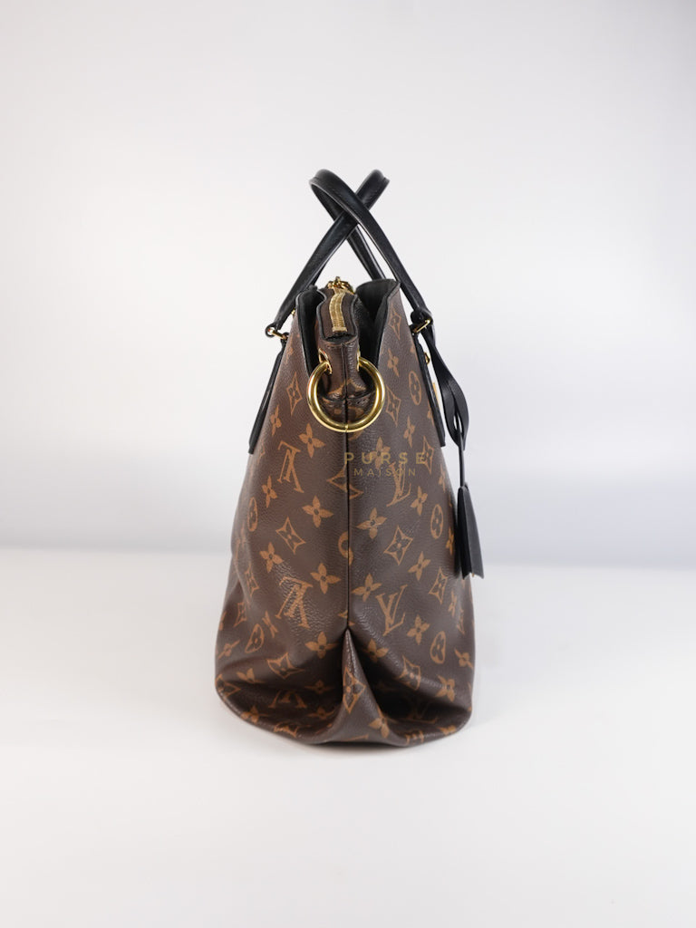Flower Zip Tote MM Monogram Canvas and Black Leather Trim (Date Code: MI2119) | Purse Maison Luxury Bags Shop
