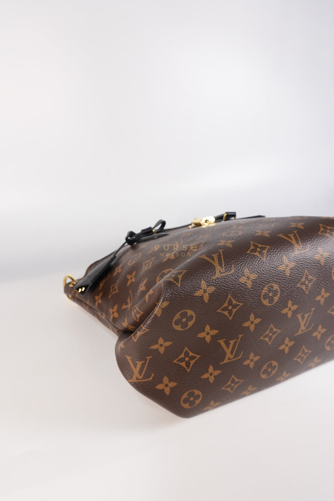 Flower Zip Tote MM Monogram Canvas and Black Leather Trim (Date Code: MI2119) | Purse Maison Luxury Bags Shop