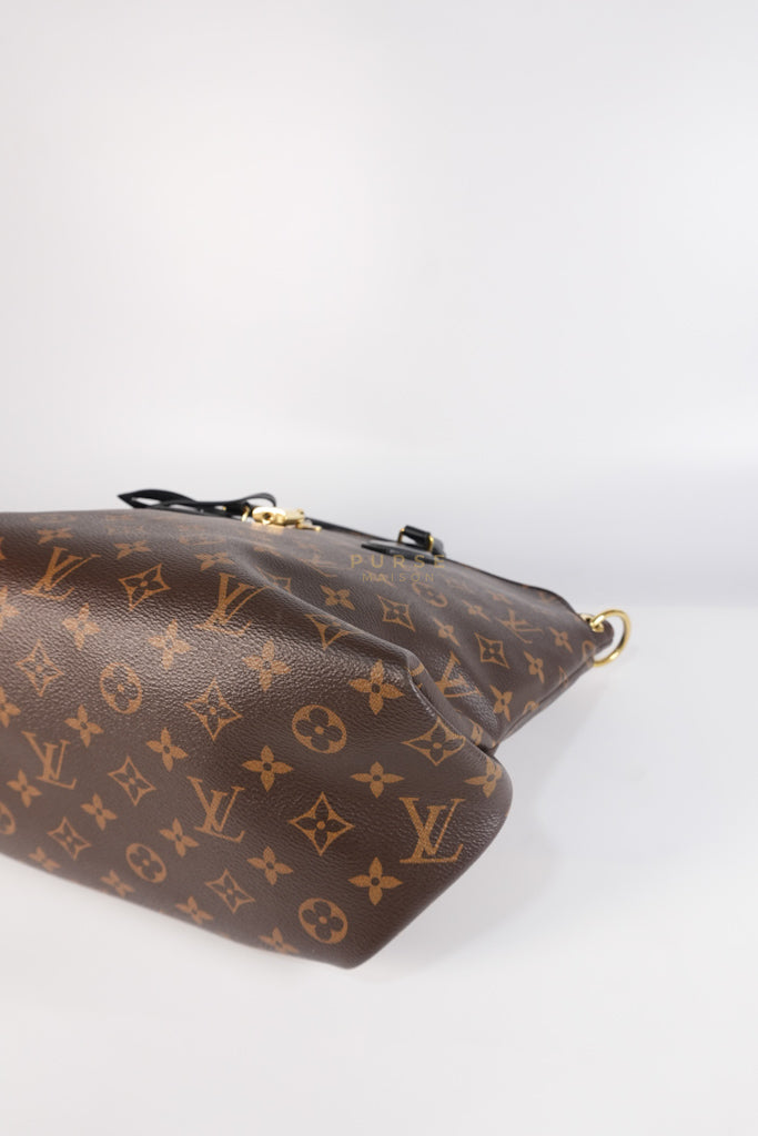 Flower Zip Tote MM Monogram Canvas and Black Leather Trim (Date Code: MI2119) | Purse Maison Luxury Bags Shop