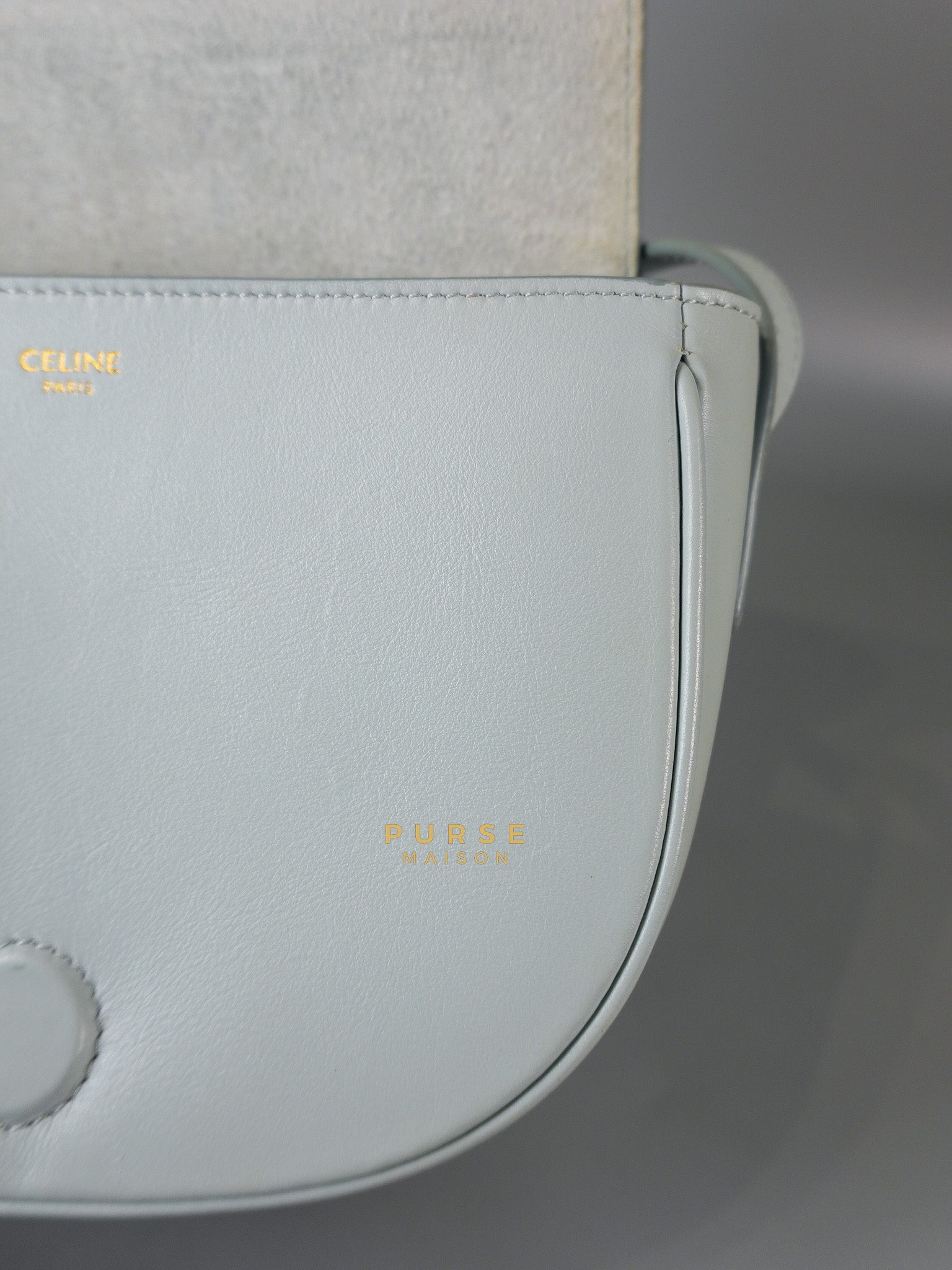 Folco Cuir Soft Blue in Smooth Calfskin Leather | Purse Maison Luxury Bags Shop