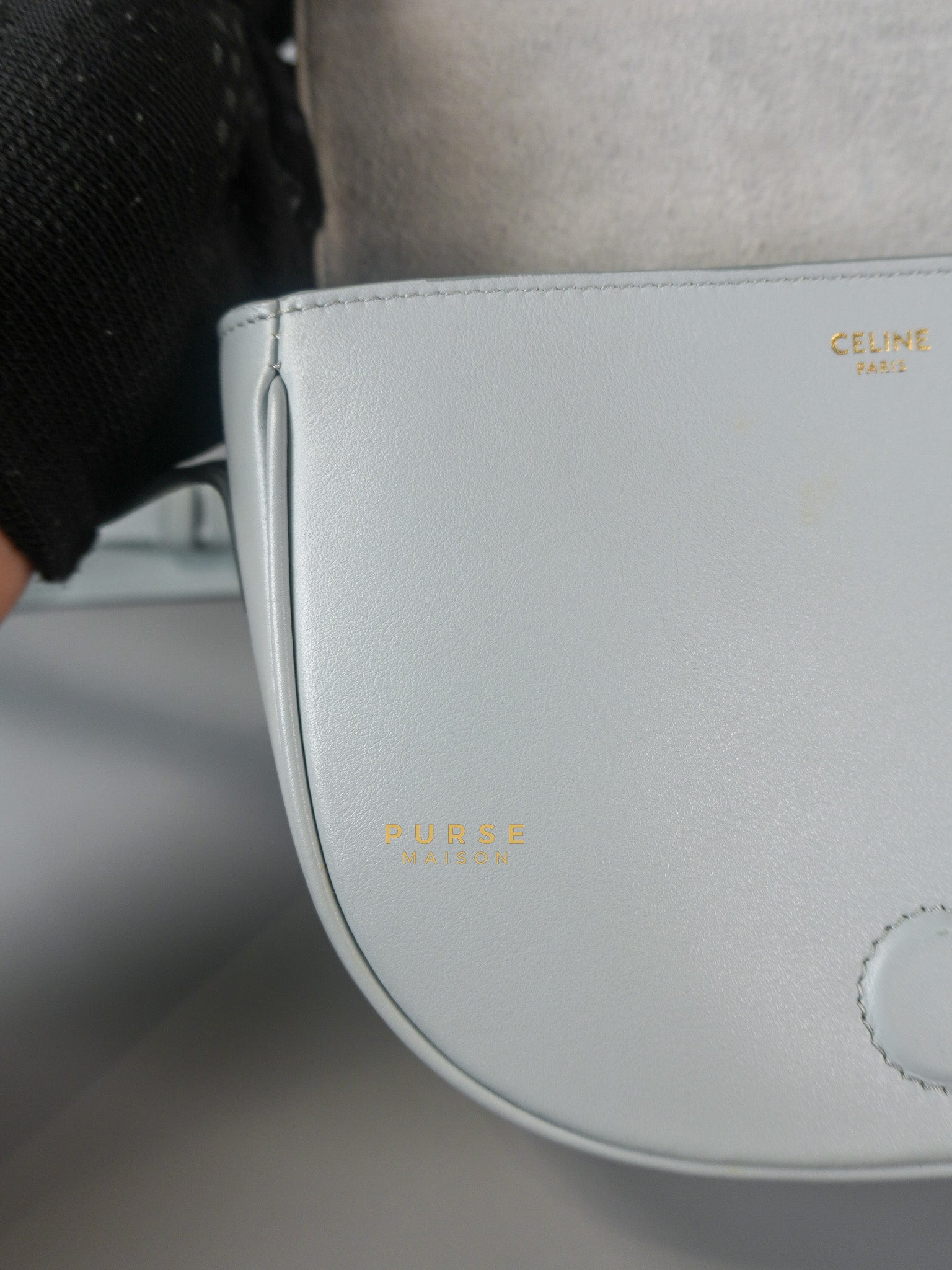 Folco Cuir Soft Blue in Smooth Calfskin Leather | Purse Maison Luxury Bags Shop