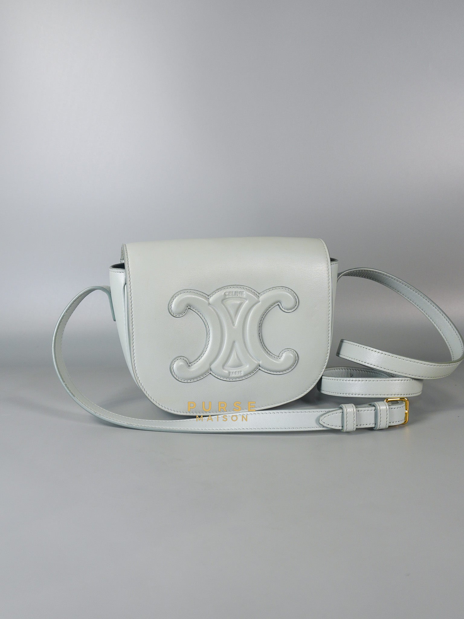 Folco Cuir Soft Blue in Smooth Calfskin Leather | Purse Maison Luxury Bags Shop