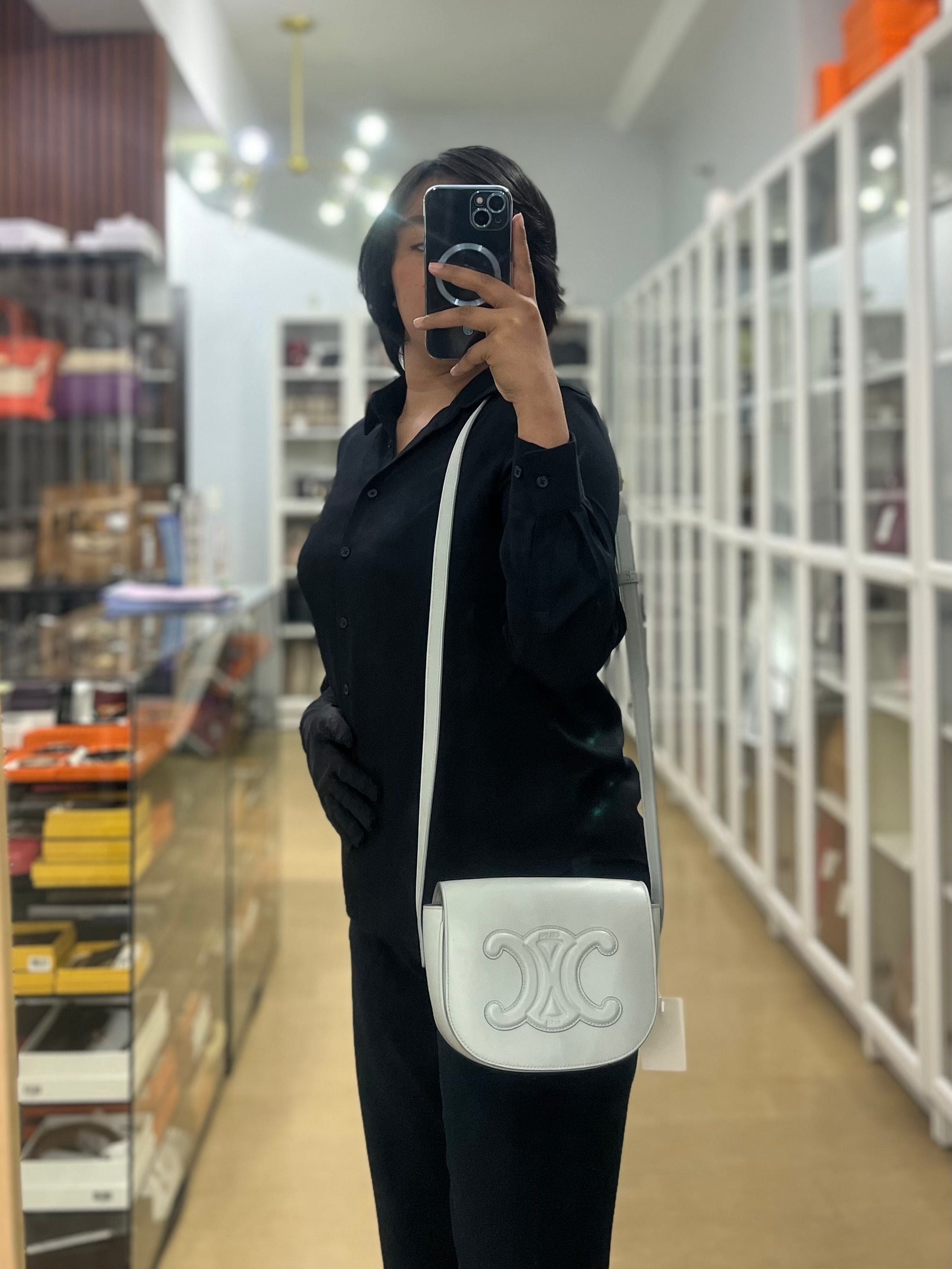 Folco Cuir Soft Blue in Smooth Calfskin Leather | Purse Maison Luxury Bags Shop