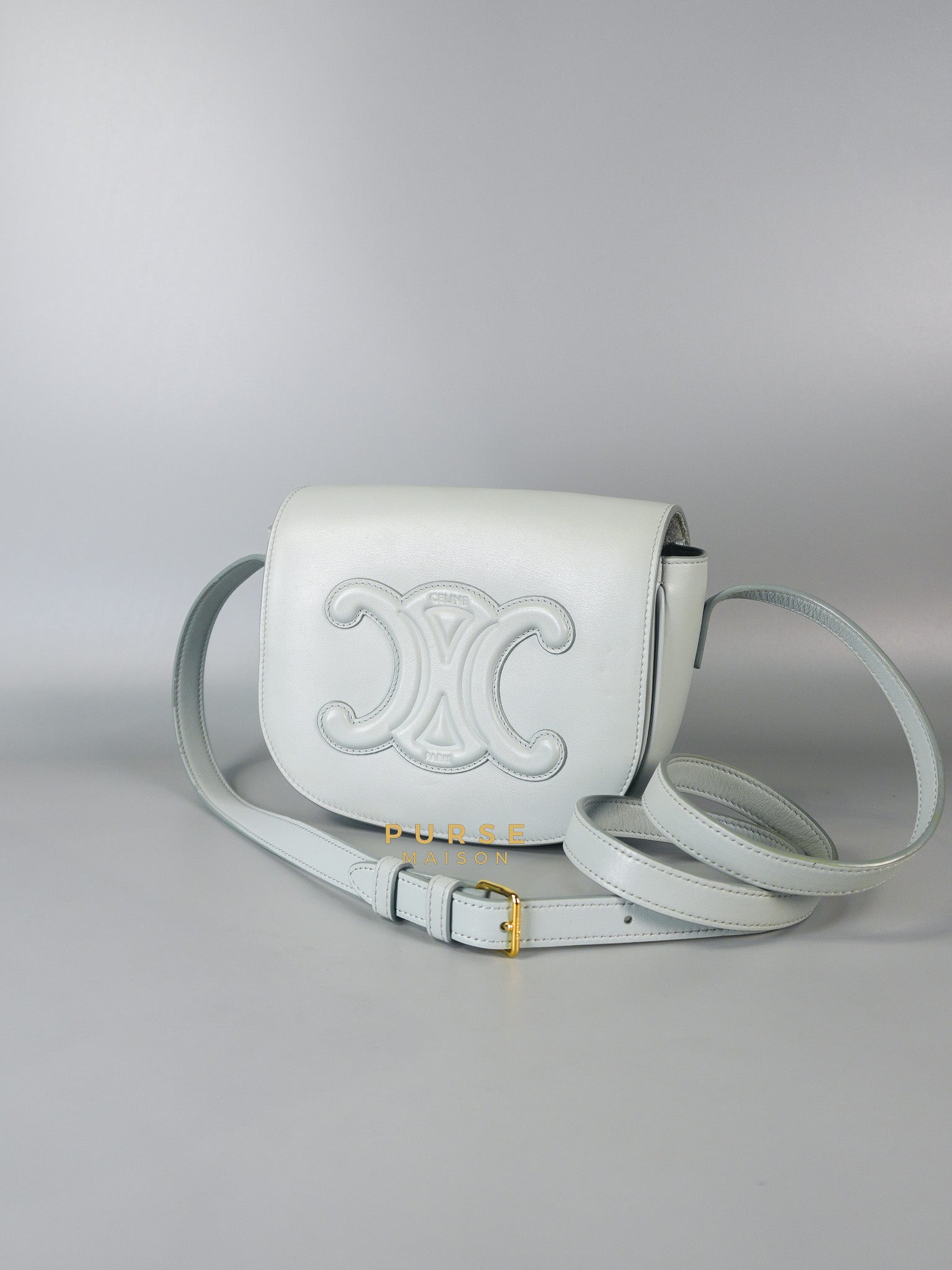 Folco Cuir Soft Blue in Smooth Calfskin Leather | Purse Maison Luxury Bags Shop