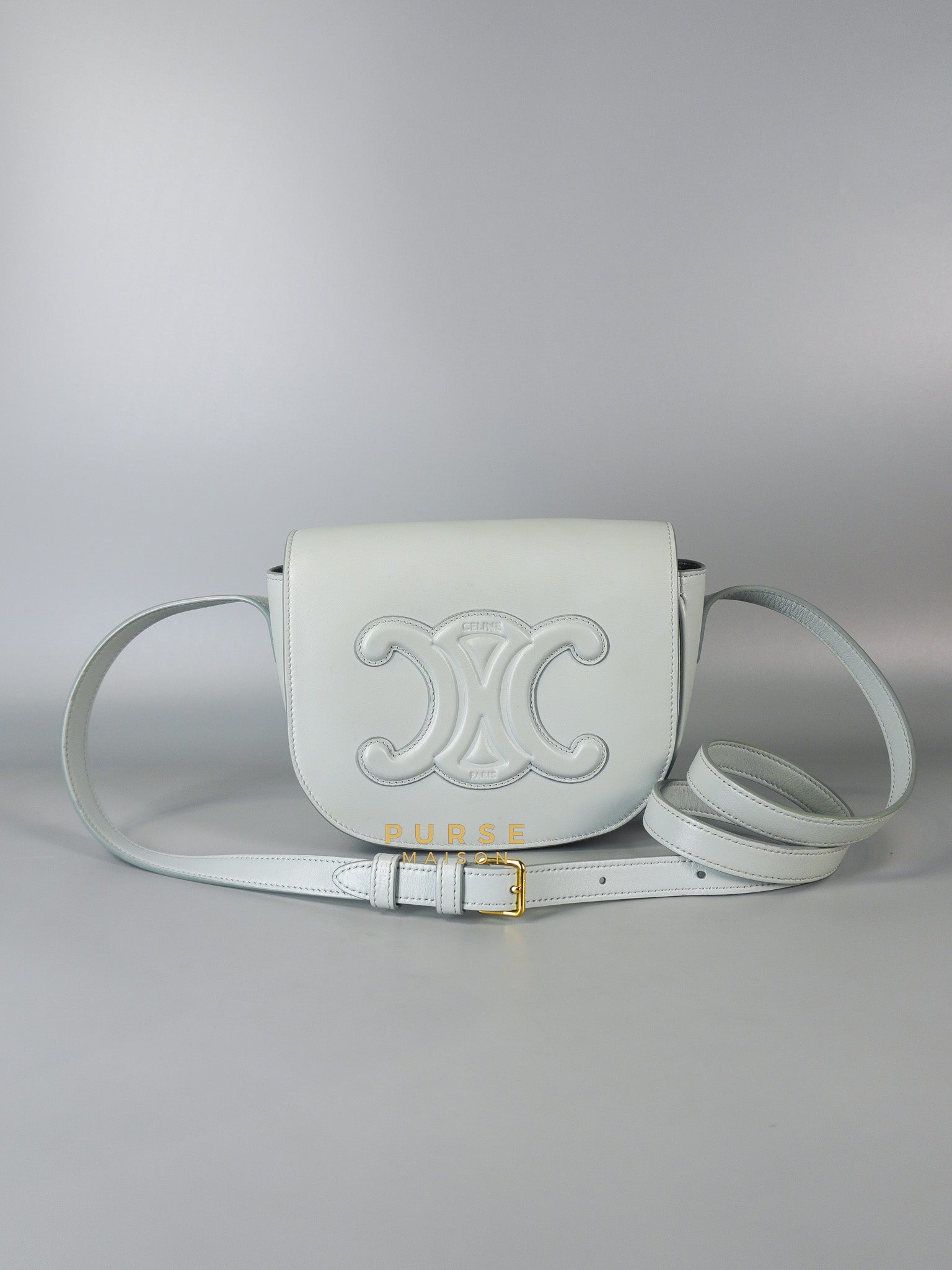 Folco Cuir Soft Blue in Smooth Calfskin Leather | Purse Maison Luxury Bags Shop