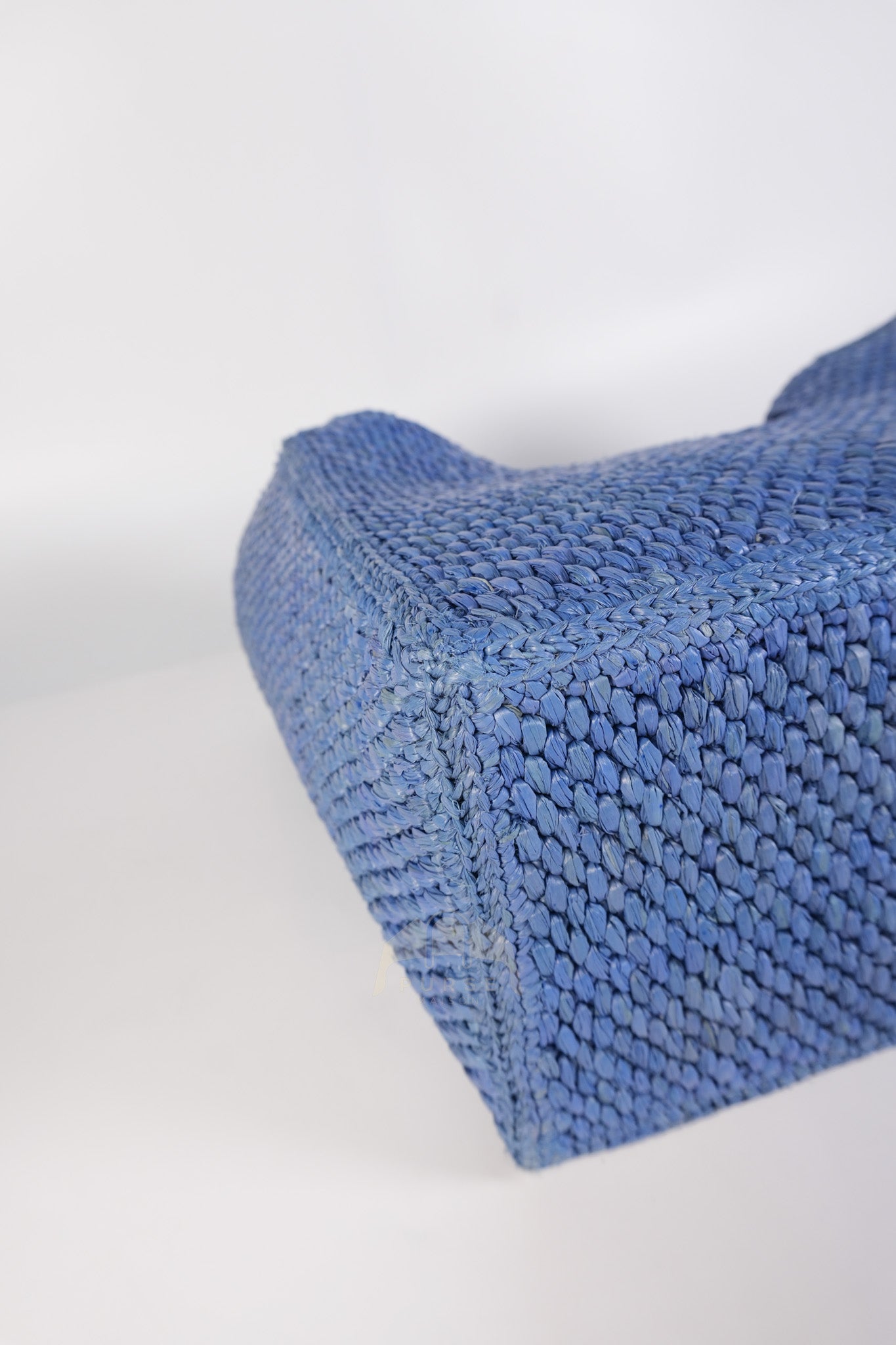 Font Medium Tote Bag in Light Blue Raffia Canvas & Silver Hardware | Purse Maison Luxury Bags Shop