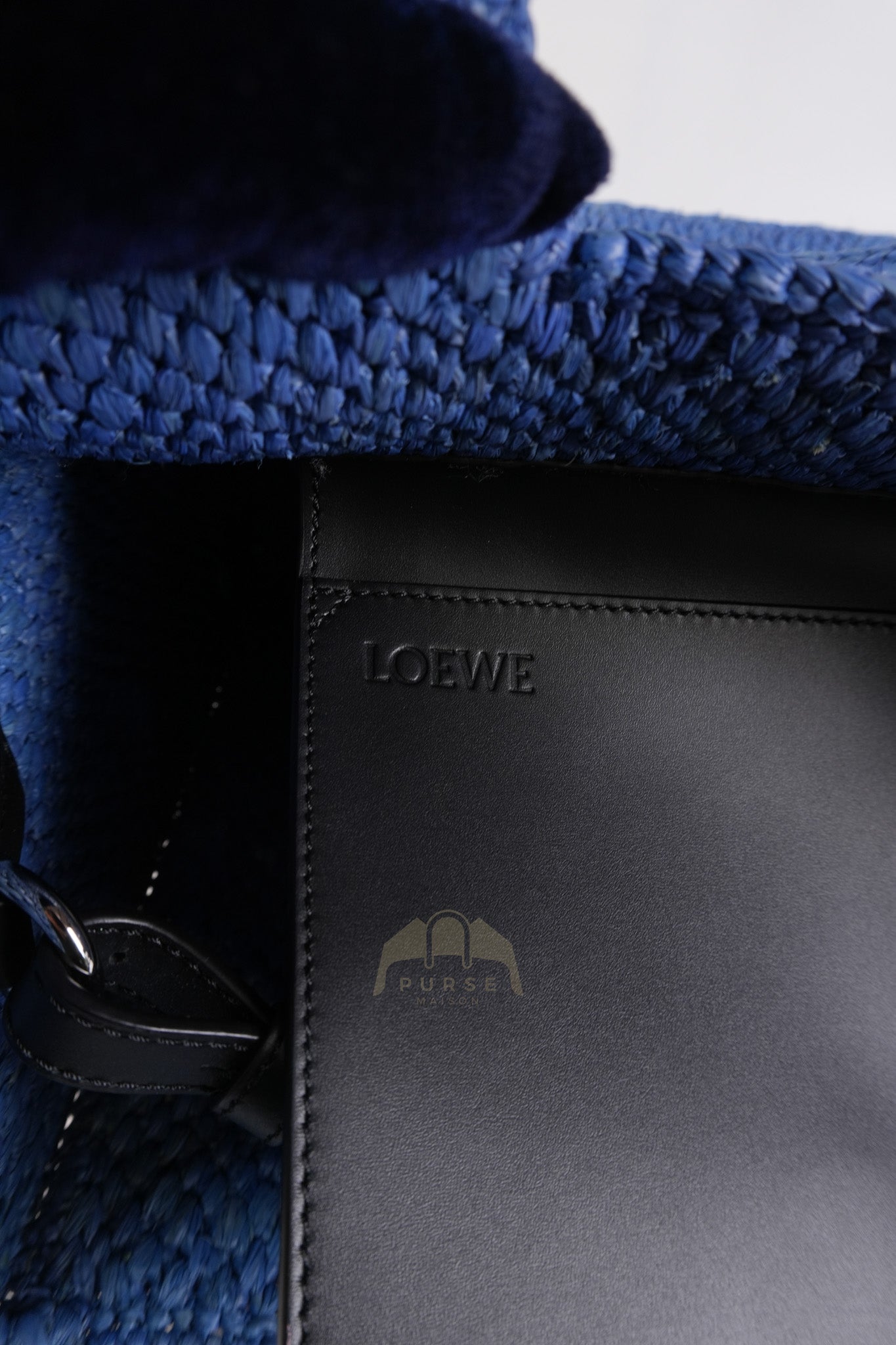 Font Medium Tote Bag in Light Blue Raffia Canvas & Silver Hardware | Purse Maison Luxury Bags Shop