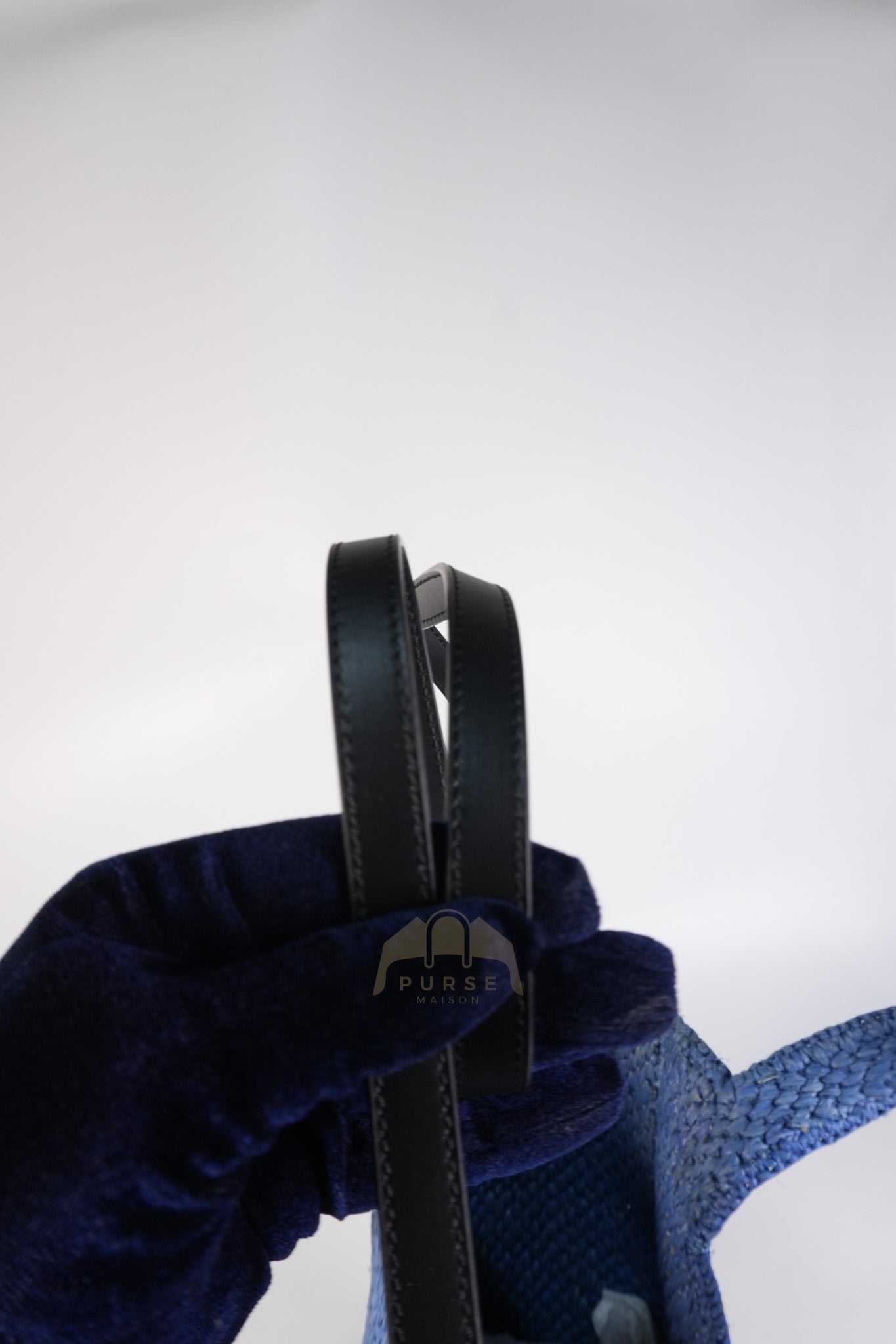 Font Medium Tote Bag in Light Blue Raffia Canvas & Silver Hardware | Purse Maison Luxury Bags Shop