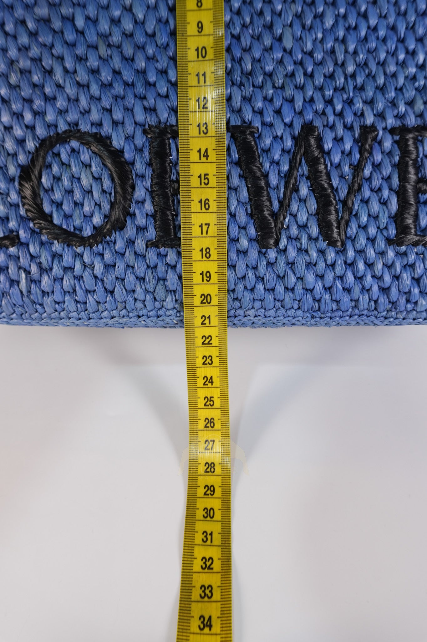 Font Medium Tote Bag in Light Blue Raffia Canvas & Silver Hardware | Purse Maison Luxury Bags Shop