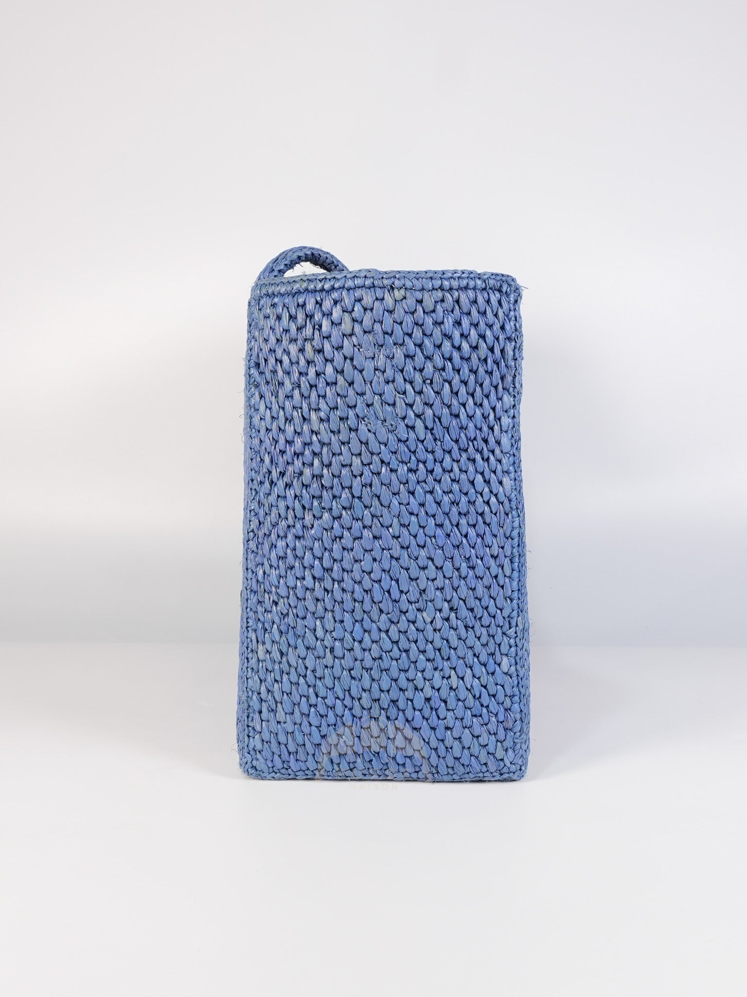 Font Medium Tote Bag in Light Blue Raffia Canvas & Silver Hardware | Purse Maison Luxury Bags Shop