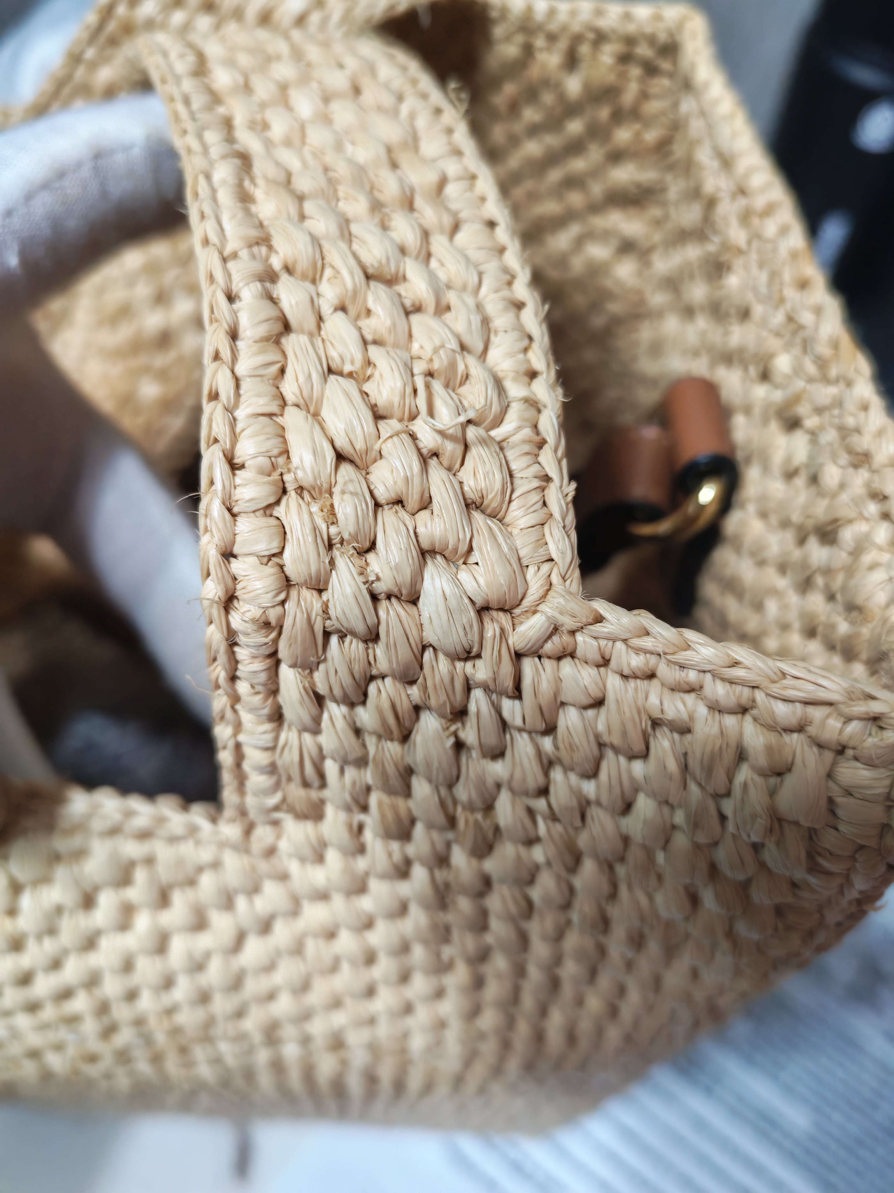 Font Tote in Raffia Beige Tote Bag | Purse Maison Luxury Bags Shop