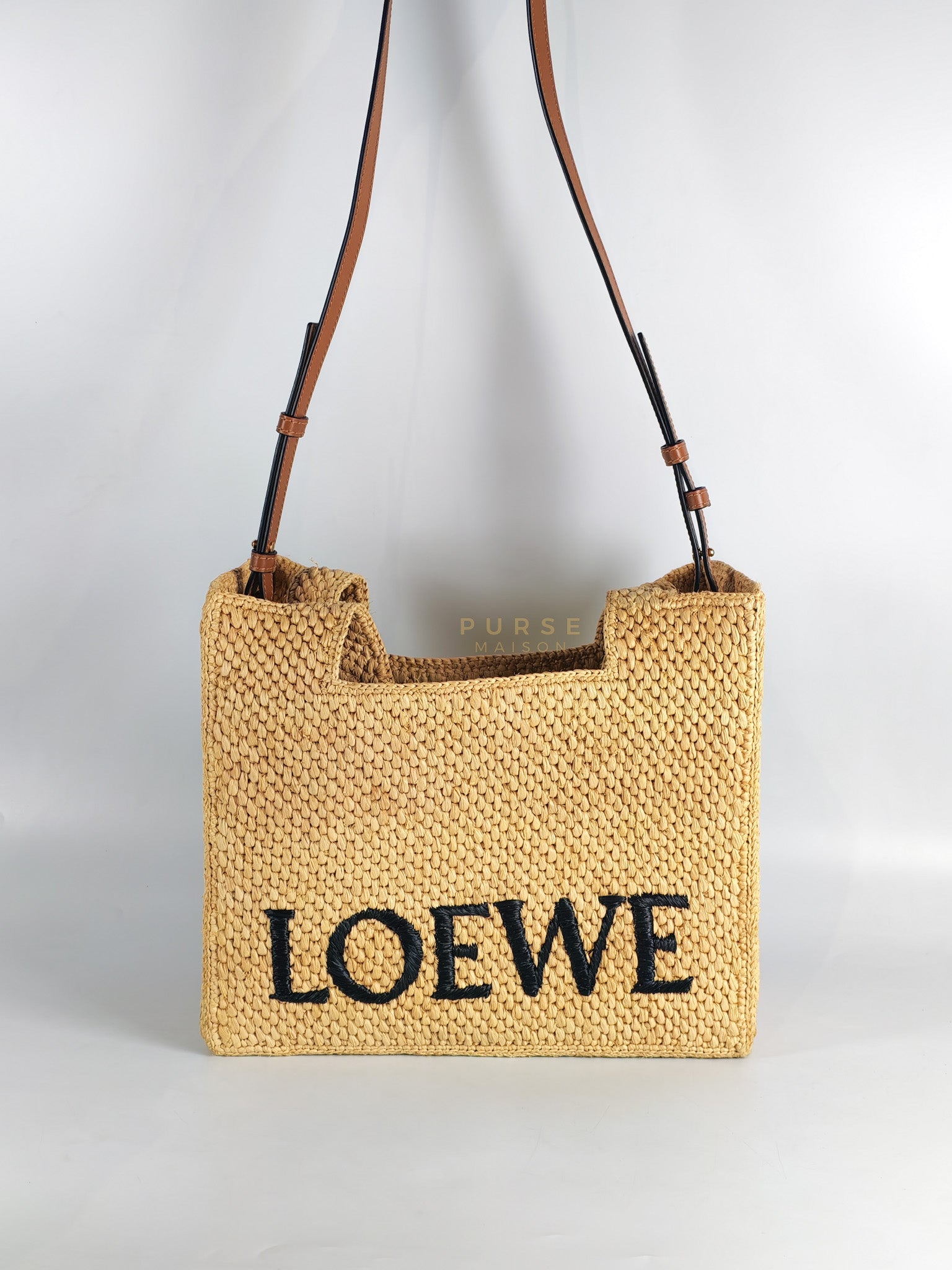 Font Tote in Raffia Beige Tote Bag | Purse Maison Luxury Bags Shop